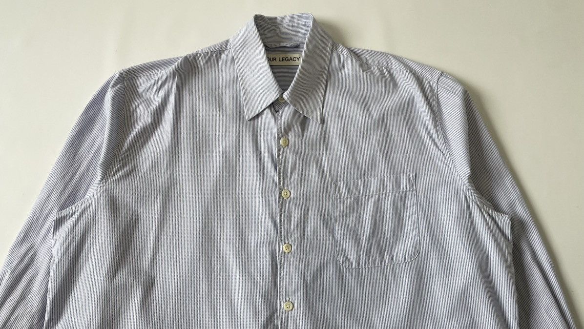 Our Legacy White / Blue Stripe Cotton ‘Above’ Shirt Size US M / EU 48-50 / 2 - 2 Thumbnail