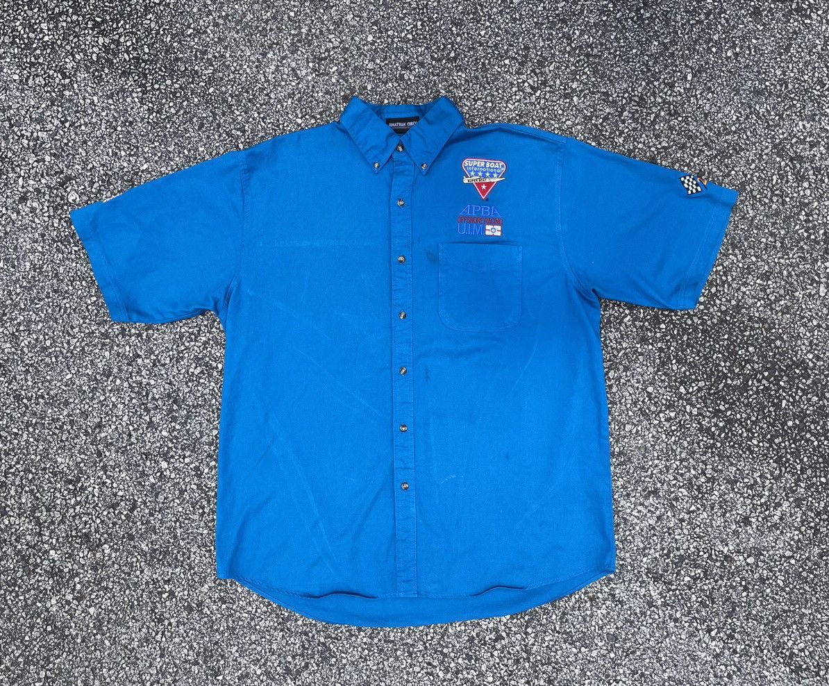 Vintage Vintage Racer Blue Button Up Size US XL / EU 56 / 4 - 1 Thumbnail