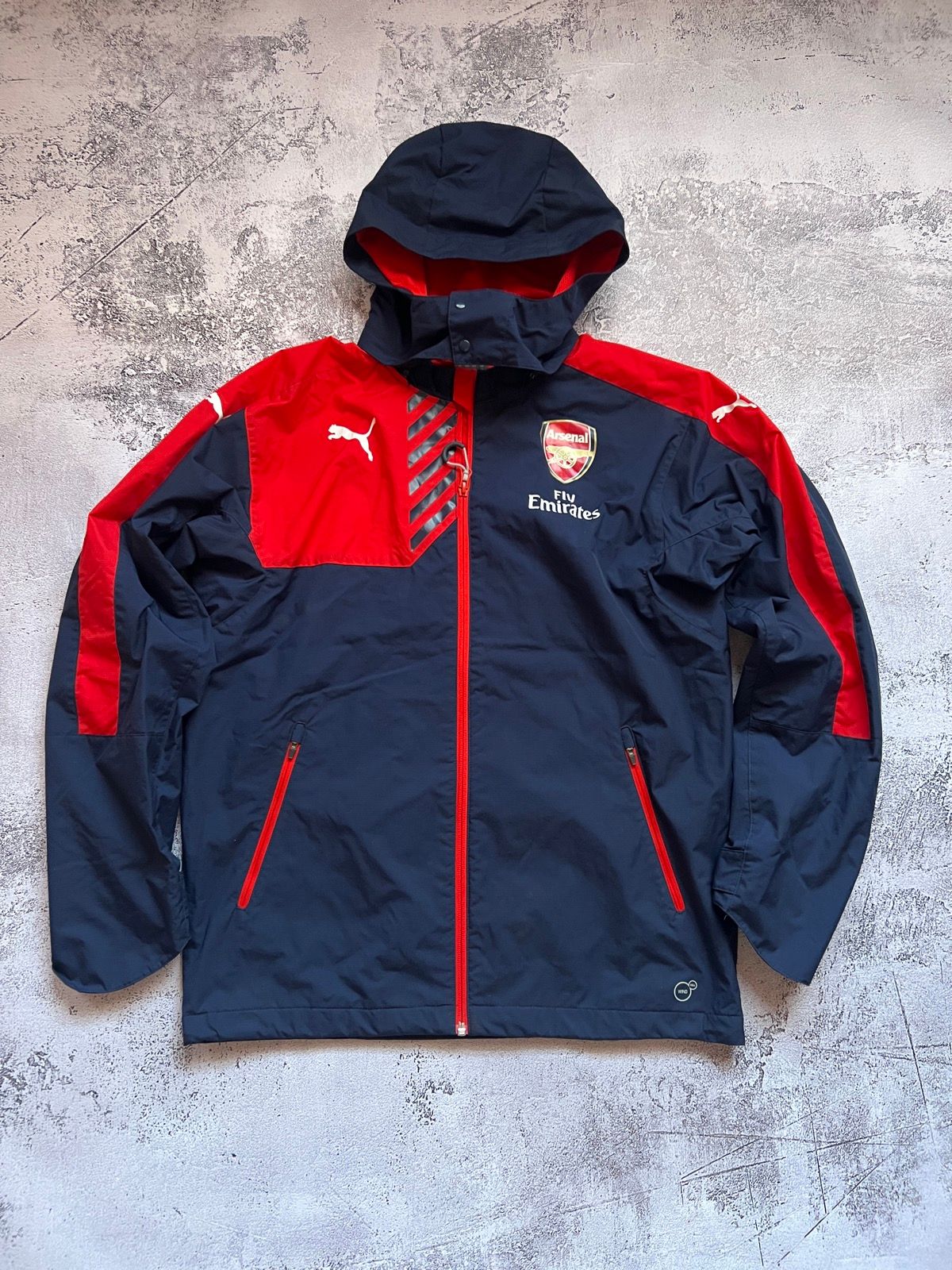 Pre-owned Puma X Soccer Jersey Vintage Puma Arsenal 2015-16 Training Nylon Jacket In Black Blue/red
