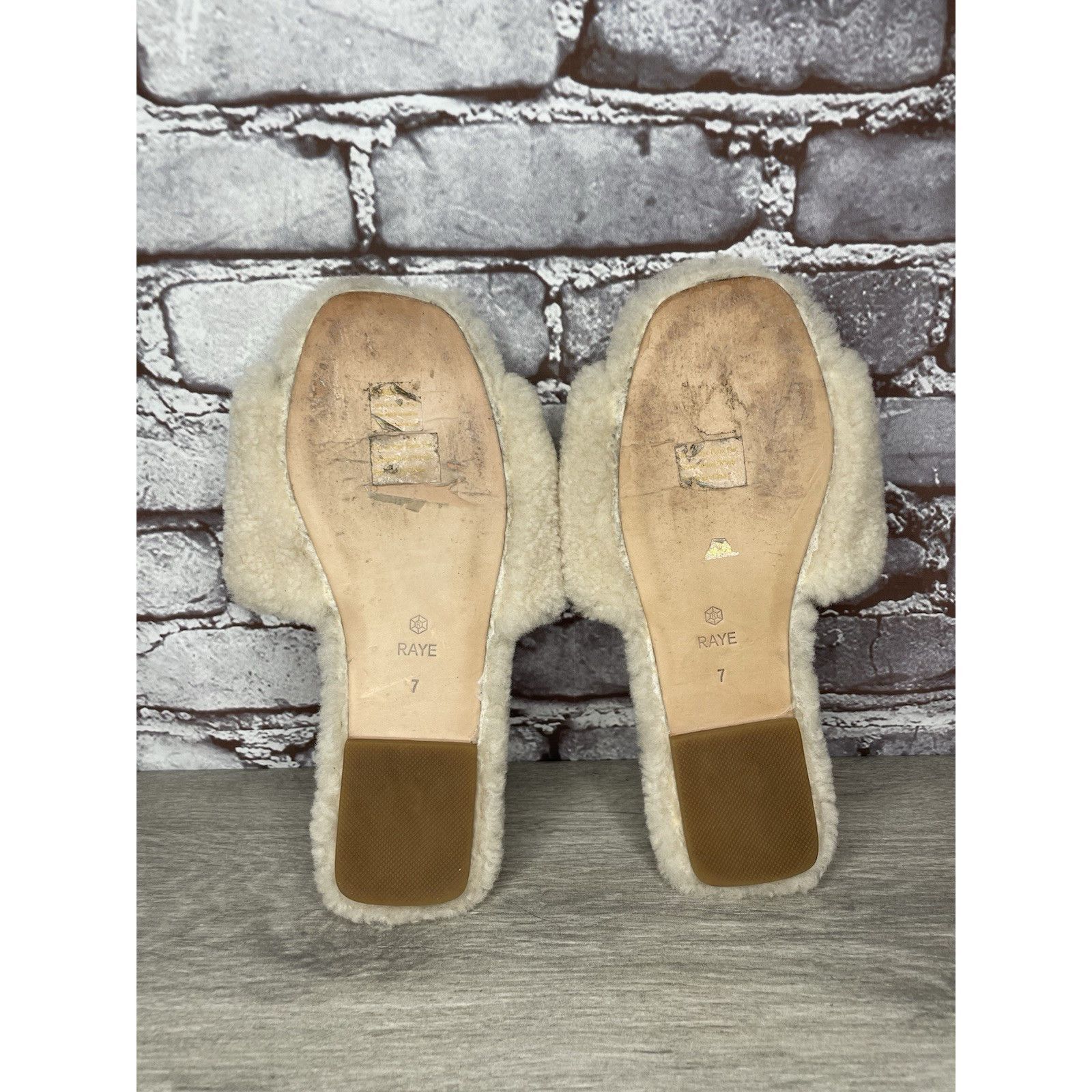 Other Raye Sherp Ivory Cream Faux Fur Slippers Open Toe Sandals Wo Size US 7 / IT 37 - 24 Thumbnail