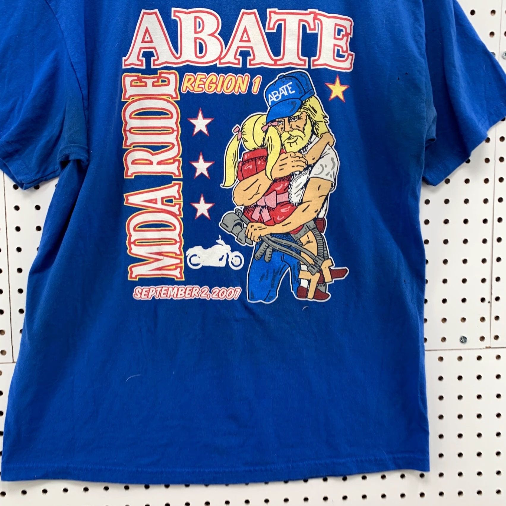 Gildan VINTAGE Gildan Motorcycle T-Shirt Adult Large Blue Graphic Short Sleeve y2K Mens Size US 33 - 6 Thumbnail