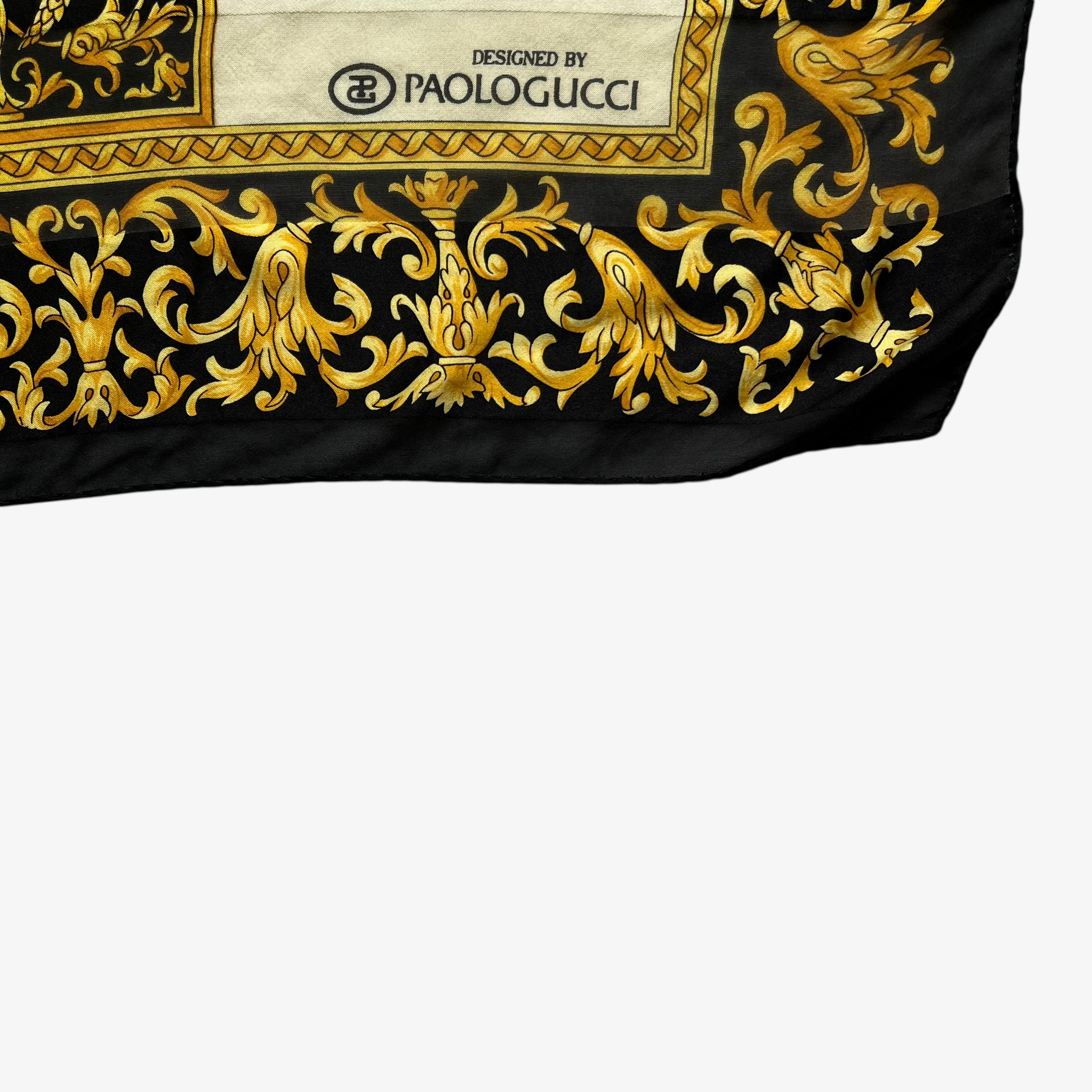 Paolo Gucci Vintage 80s Paolo Gucci Baroque Checkered Print Silk Scarf Size ONE SIZE - 2 Thumbnail