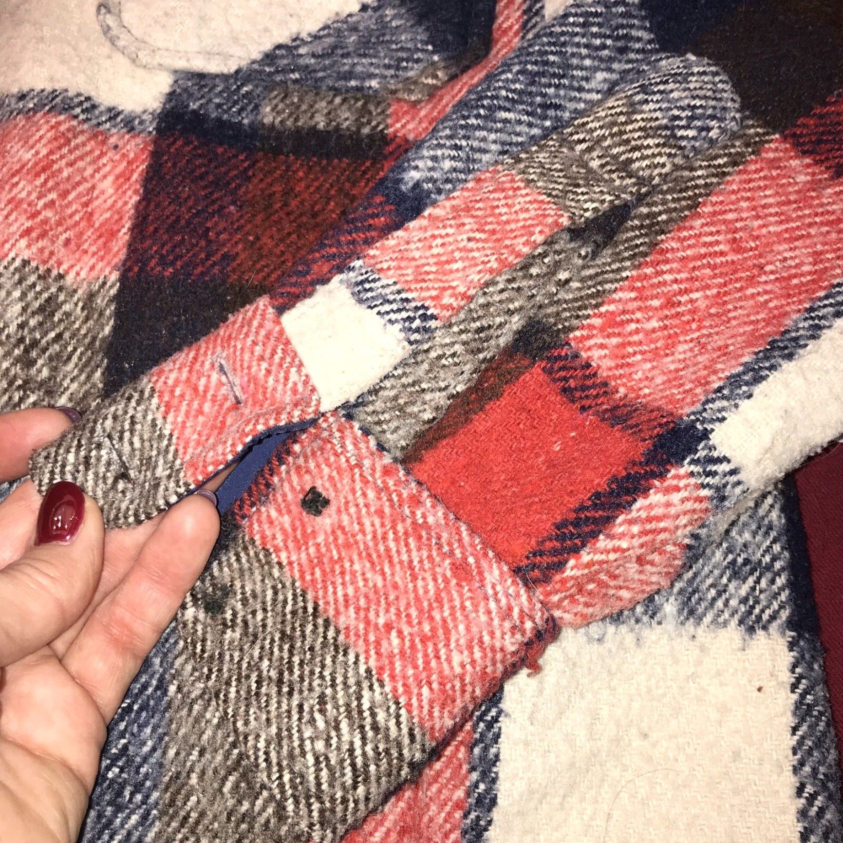 Vintage VINTAGE Montgomery Ward CPO Shirt Jacket Wool Linen Plaid Wool Blend 1970s Medium Mens Red Blue Size US M / EU 48-50 / 2 - 6 Thumbnail
