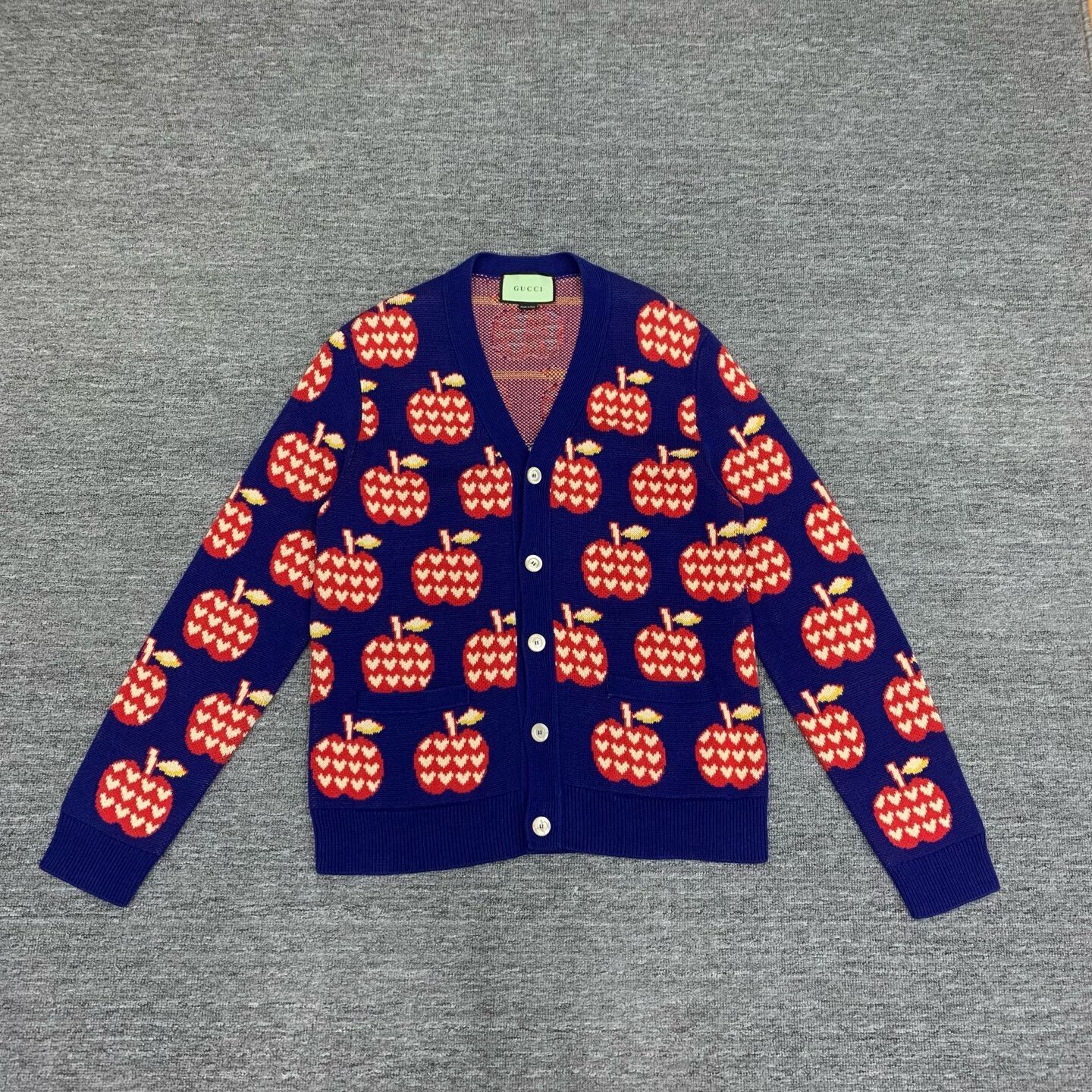 Gucci Blue Gucci Apple Cardigan Sweater Size M / US 6-8 / IT 42-44 - 1 Thumbnail