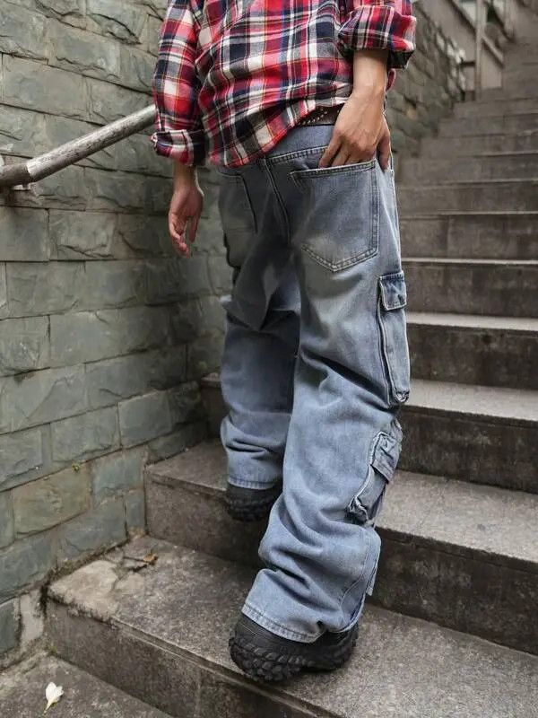 Jean Haruno x Hori Washed 90s Cargo Ripped Distressed Jeans Size US 32 / EU 48 - 4 Thumbnail