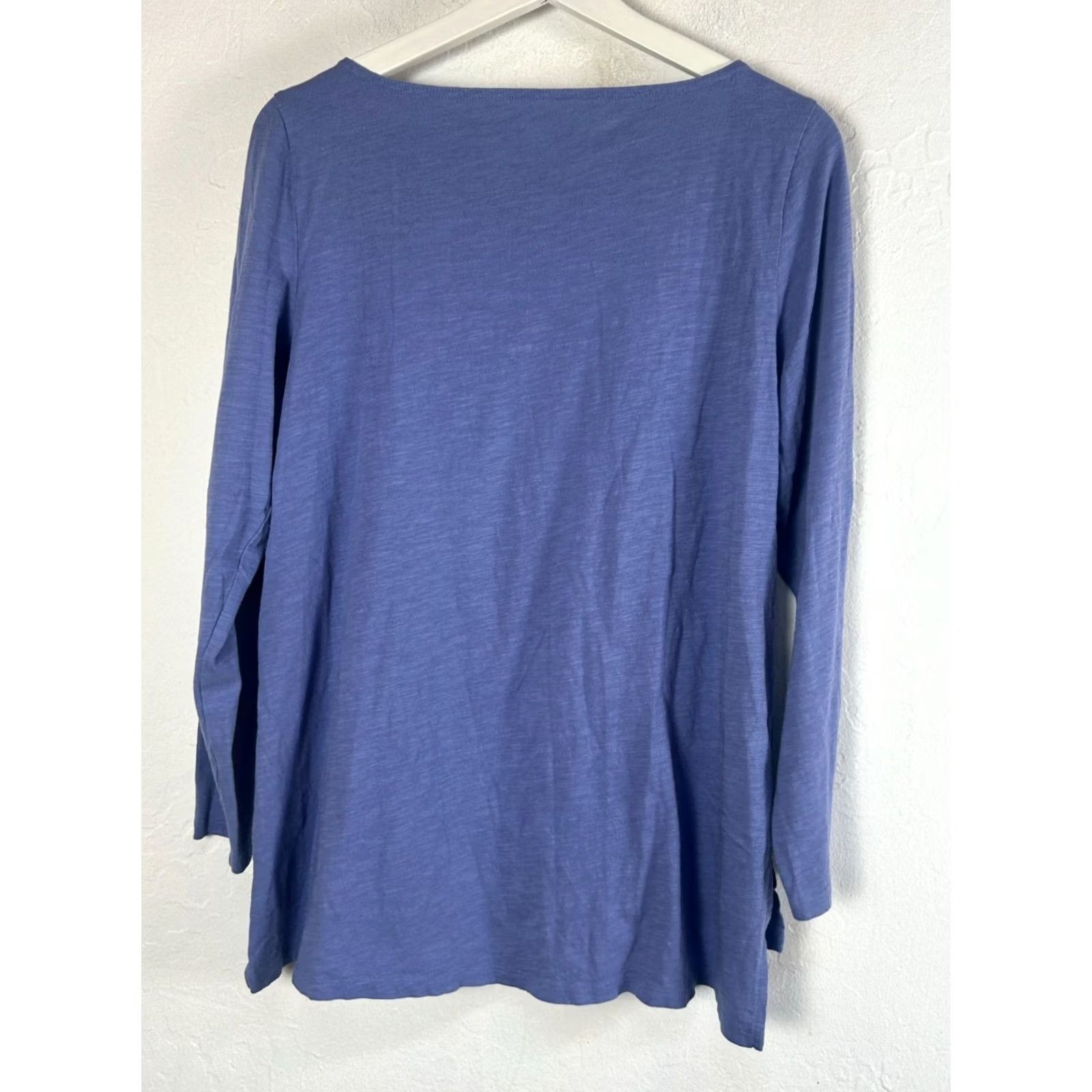 Eileen Fisher Eileen Fisher Womens Petite Medium Boat Neck Long Sleeve Blue High-Low Tunic Top Size M / US 6-8 / IT 42-44 - 2 Thumbnail