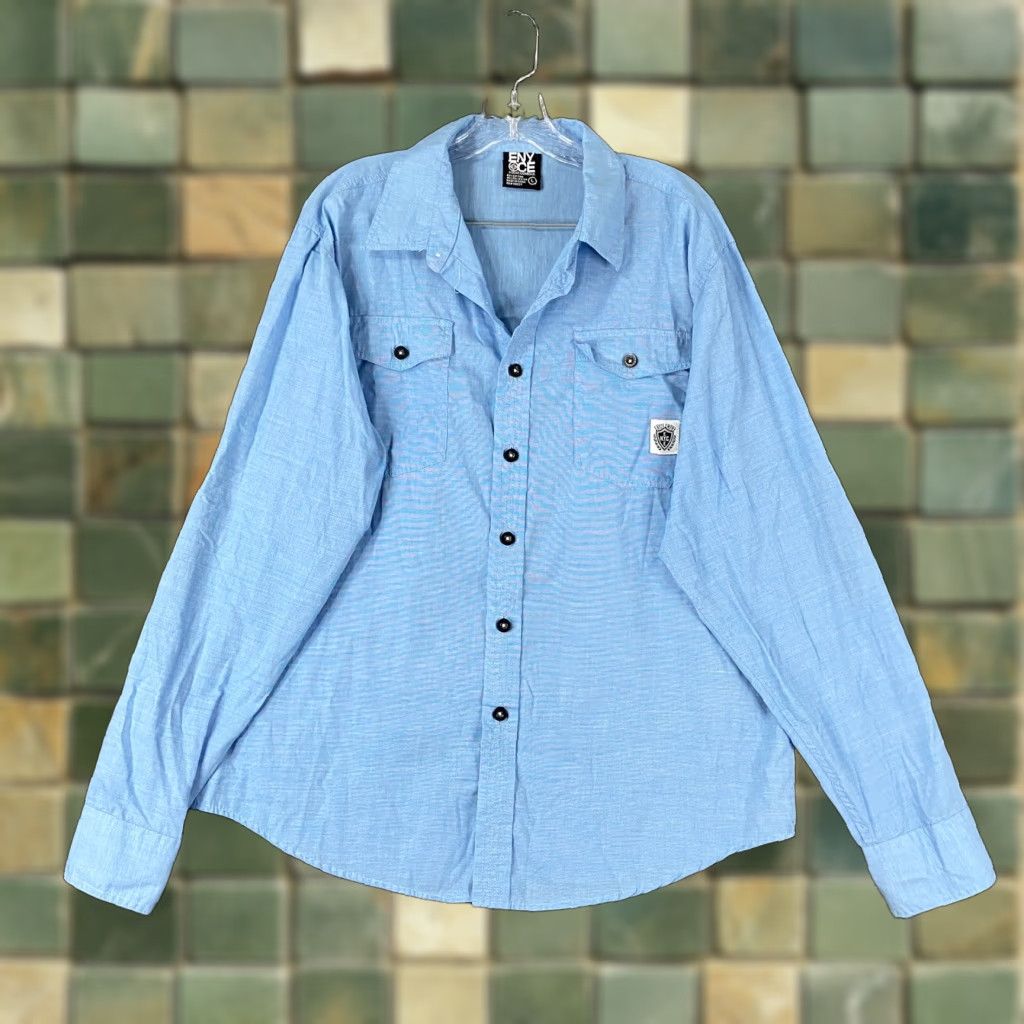 Vintage VINTAGE Enyoce A Sean Combs Co. Shirt Button-Up Long Sleeve Men L Blue 90s Mens Shirt Size US L / EU 52-54 / 3 - 1 Thumbnail
