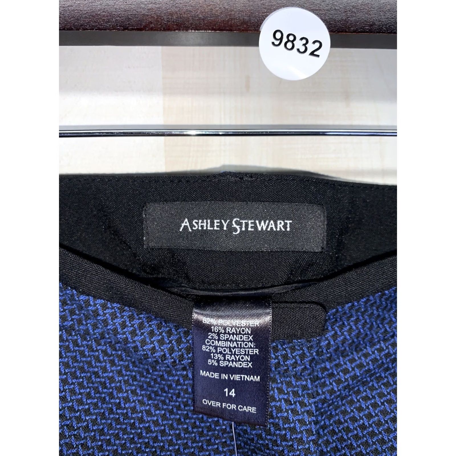 Vintage Ashley Stewart Jacquard Tweed Blue Trouser Pant Womens 14 NWT-9832 Size 36" / US 14 / IT 50 - 3 Thumbnail