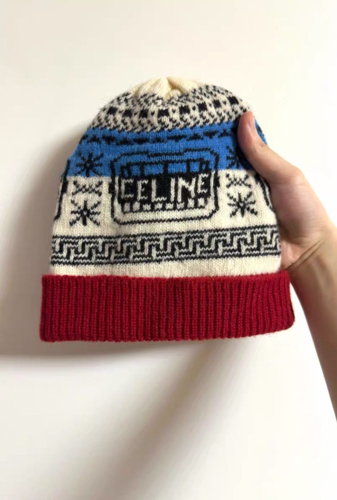 Celine Celine Ethnic Style Logo Beanie – Runway Knit No-Brim Hat Size ONE SIZE - 1 Thumbnail