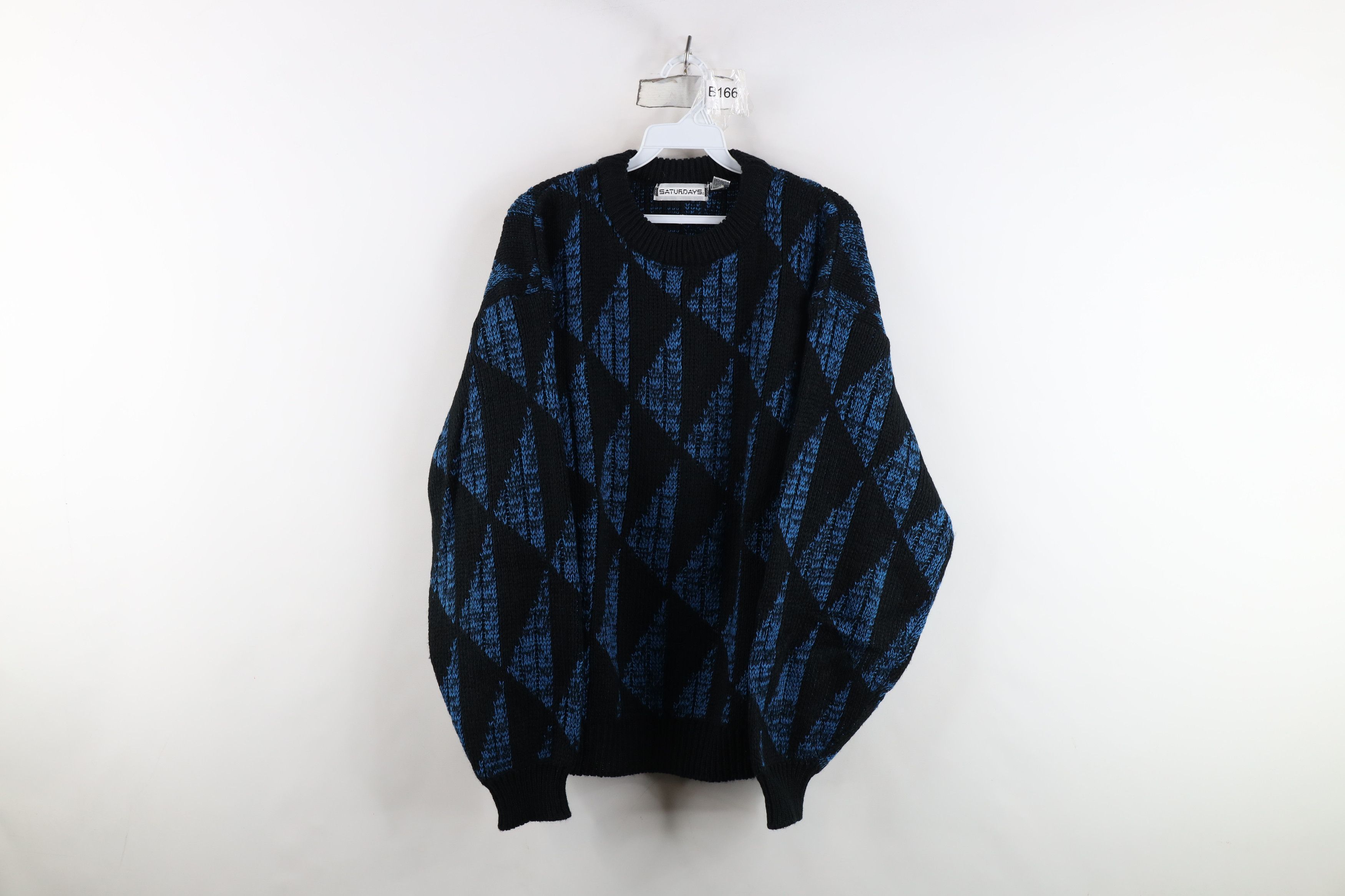 Vintage 90s Streetwear Diamond Chunky Ribbed Knit Sweater