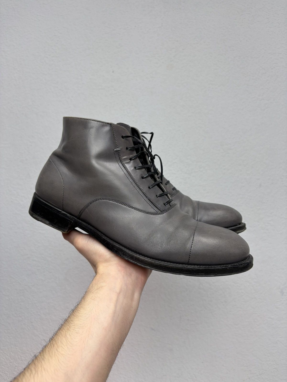 Salvatore Ferragamo Salvatore Feragamo Classic Distressed Leather Black Boots Size US 9.5 / EU 42-43 - 1 Thumbnail