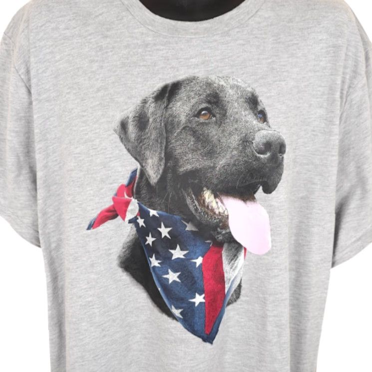 Vintage VINTAGE Black Lab Dog T Shirt Mens Size 3XL Gray American Flag Patriotic Labrador Size US XXL / EU 58 / 5 - 2 Thumbnail