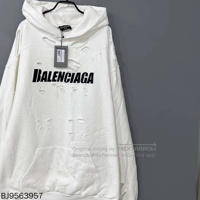 Balenciaga Balenciaga Heavy Destroyed Double Layer Letter Logo Hoodie Size US L / EU 52-54 / 3 - 2 Thumbnail