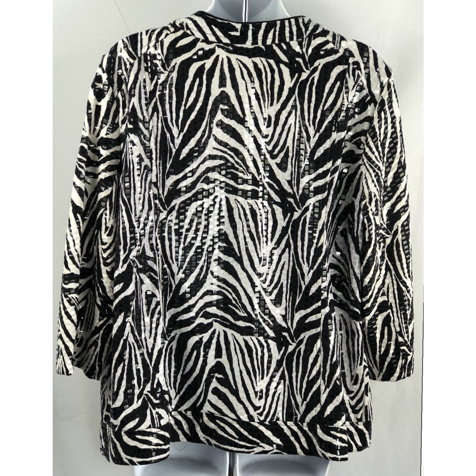 Element Elementz Jacket XL Blk/wht Zebra Sparkle Zip Up 3/4 Sleeve Button Mock Pockets Size XL / US 12-14 / IT 48-50 - 3 Thumbnail
