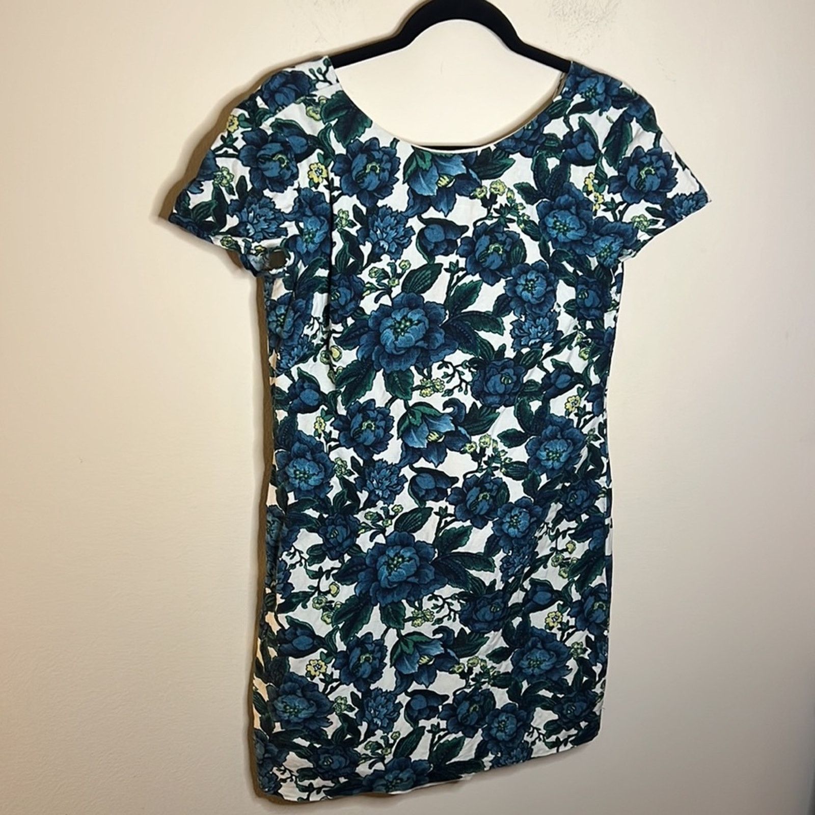 Loft LOFT Blue Floral Linen Blend Shift Dress Size 0 Size XS / US 0-2 / IT 36-38 - 3 Thumbnail
