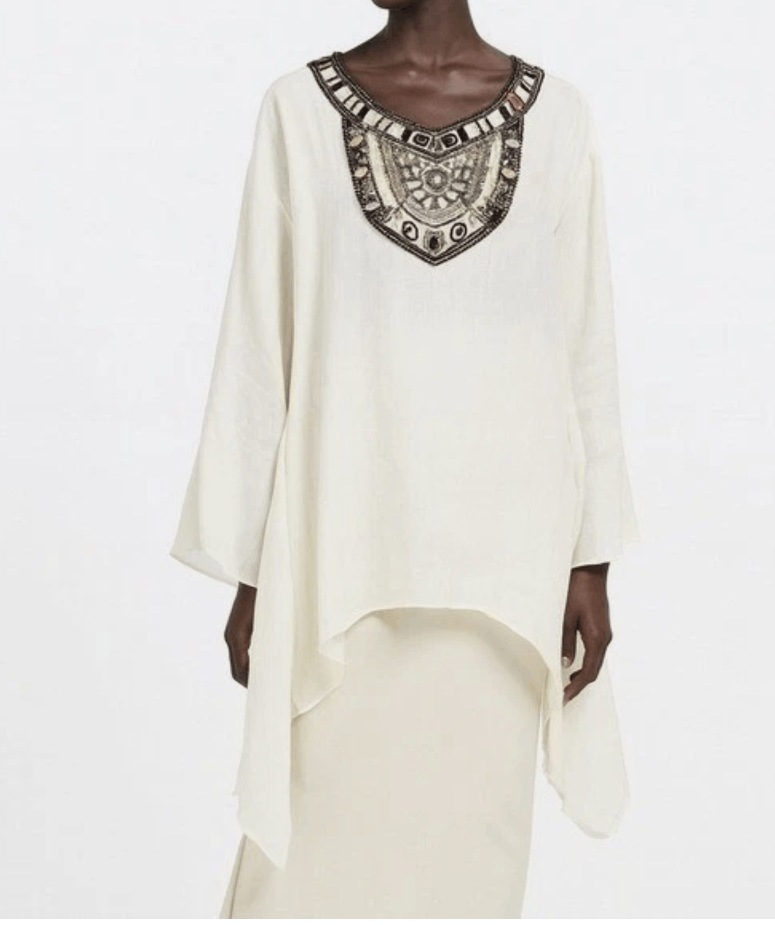 Lafayette 148 Lafayette 148 Cream Beaded Embellished Tunic Top Size M / US 6-8 / IT 42-44 - 2 Thumbnail