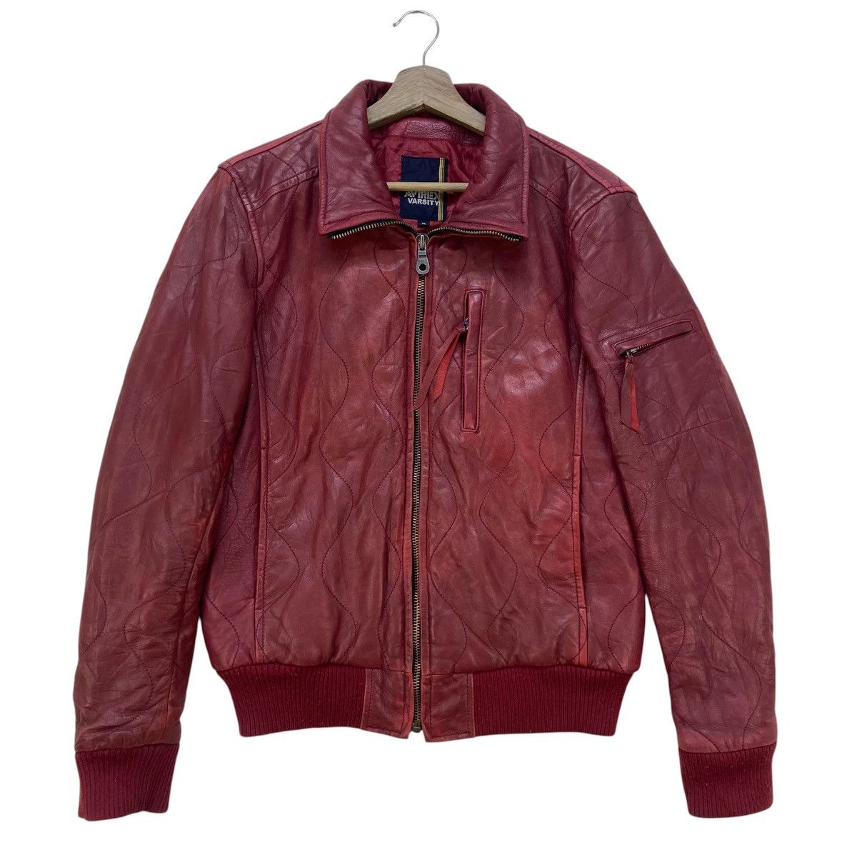 Avirex Avirex Varsity Sheepskin Leather Biker Jacket Size US S / EU 44-46 / 1 - 2 Thumbnail