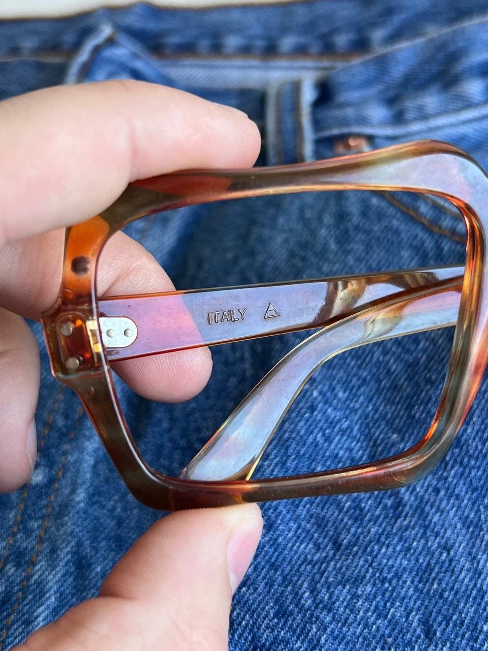 Vintage 70s Vintage Retro Eyeglasses Italy Only Frame Square 1970s Size ONE SIZE - 2 Thumbnail