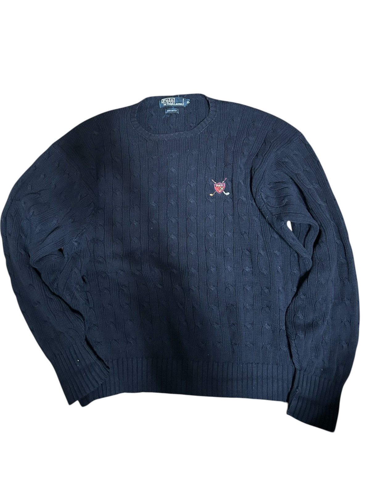 Polo Ralph Lauren Vintage Polo By Ralph Lauren Sweater Mens Blue Cotton Cable Size US XL / EU 56 / 4 - 1 Thumbnail
