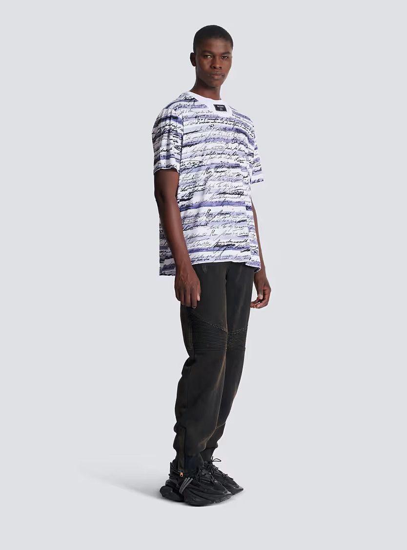 Balmain o1s1wg110126 Love Letter Mariniere T-Shirt in White Size US XL / EU 56 / 4 - 2 Thumbnail