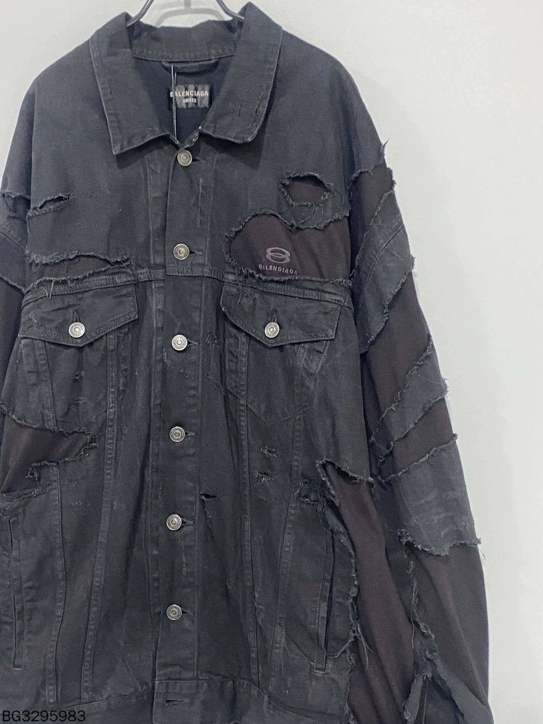 Balenciaga Balenciaga Patchwork Destroyed Double Ring Denim Jacket Size US M / EU 48-50 / 2 - 3 Thumbnail
