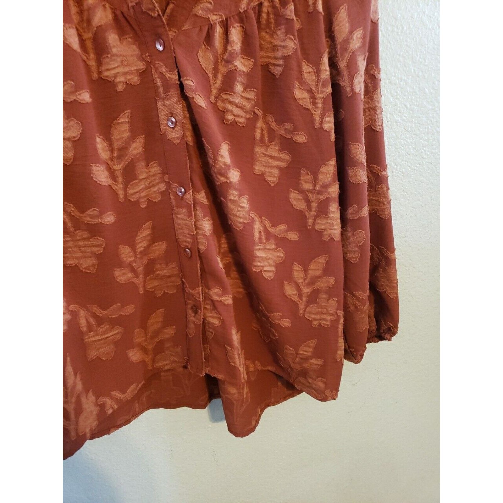 Other The Pioneer Woman Orange Floral Blouse SMALL L/S Button Top Size S / US 4 / IT 40 - 6 Thumbnail