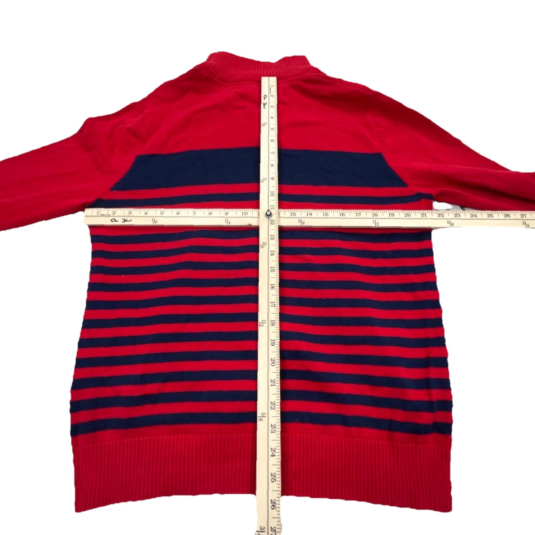 Tommy Hilfiger Tommy Hilfiger Sweater Men L Red Striped Knit 1/4 Zip Pullover Front Logo Embroidered Classic Preppy Modern Mens Knit Size US L / EU 52-54 / 3 - 7 Thumbnail