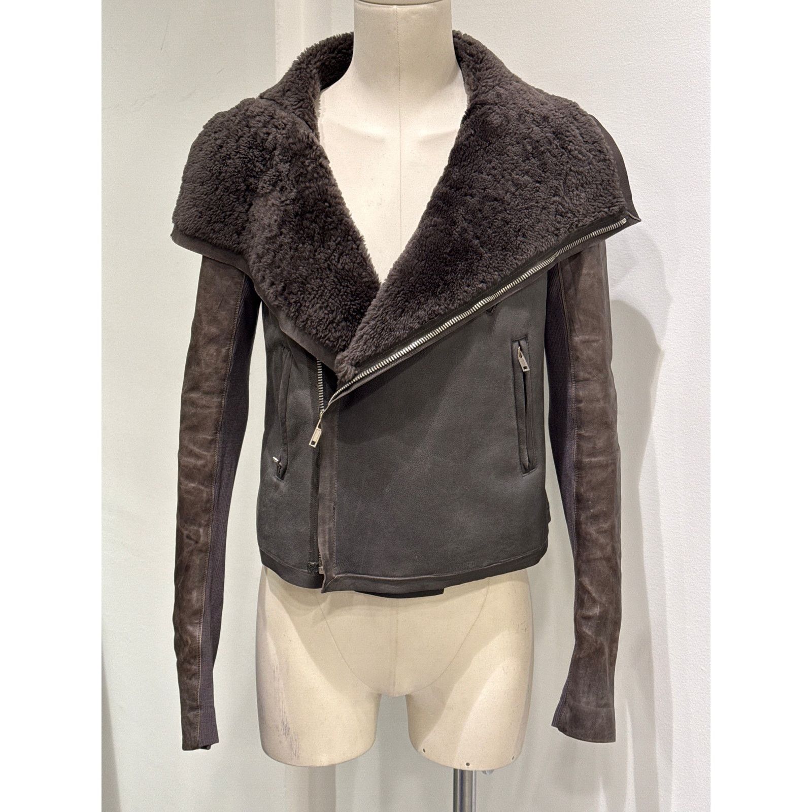 Rick Owens 2010s Rick Owens leather shearling jacket Size US S / EU 44-46 / 1 - 1 Thumbnail