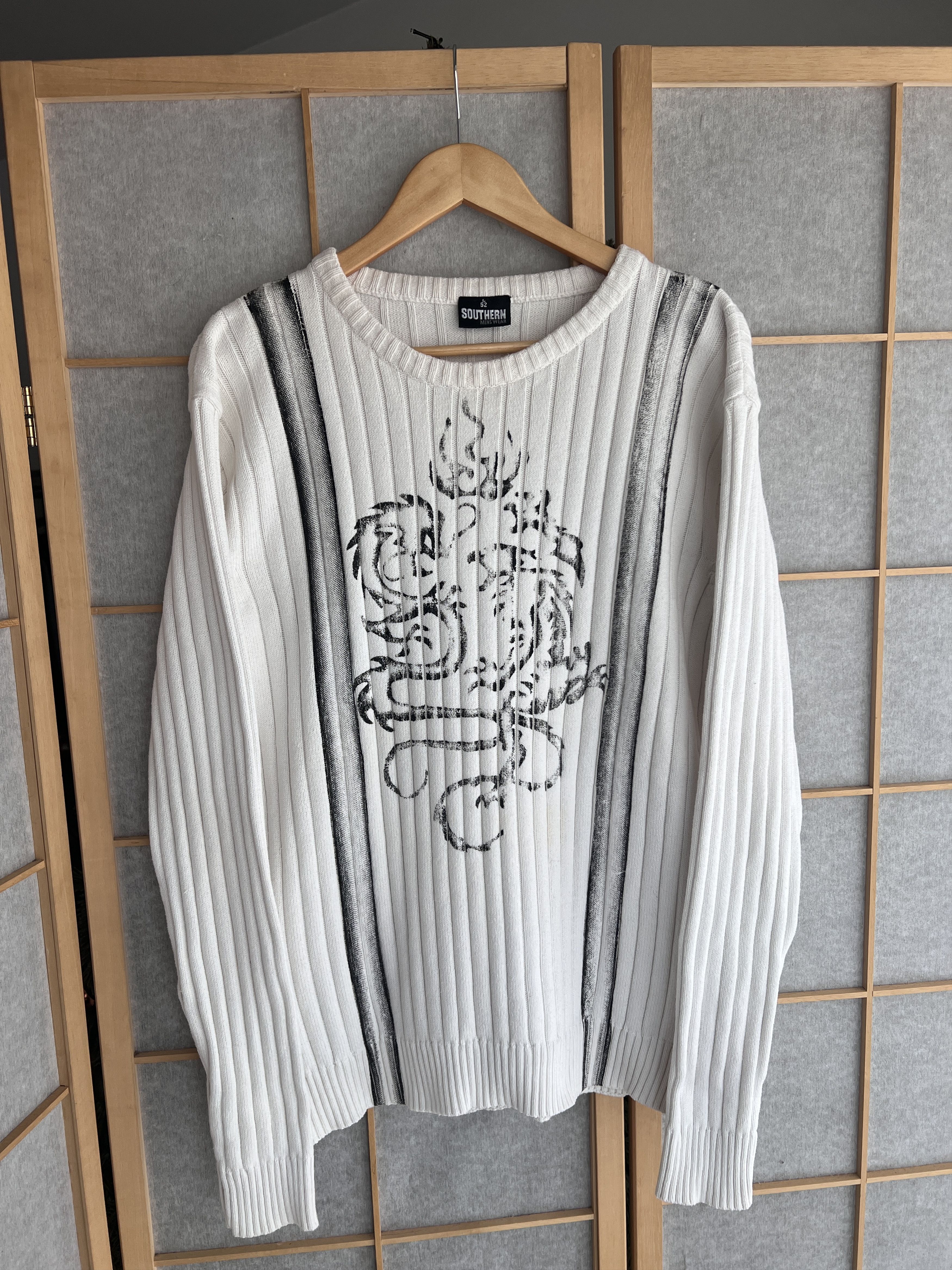 Hysteric Glamour Japan tribal VTG 00s Y2K ribbed dragon structur knit sweater Size US L / EU 52-54 / 3 - 20 Thumbnail