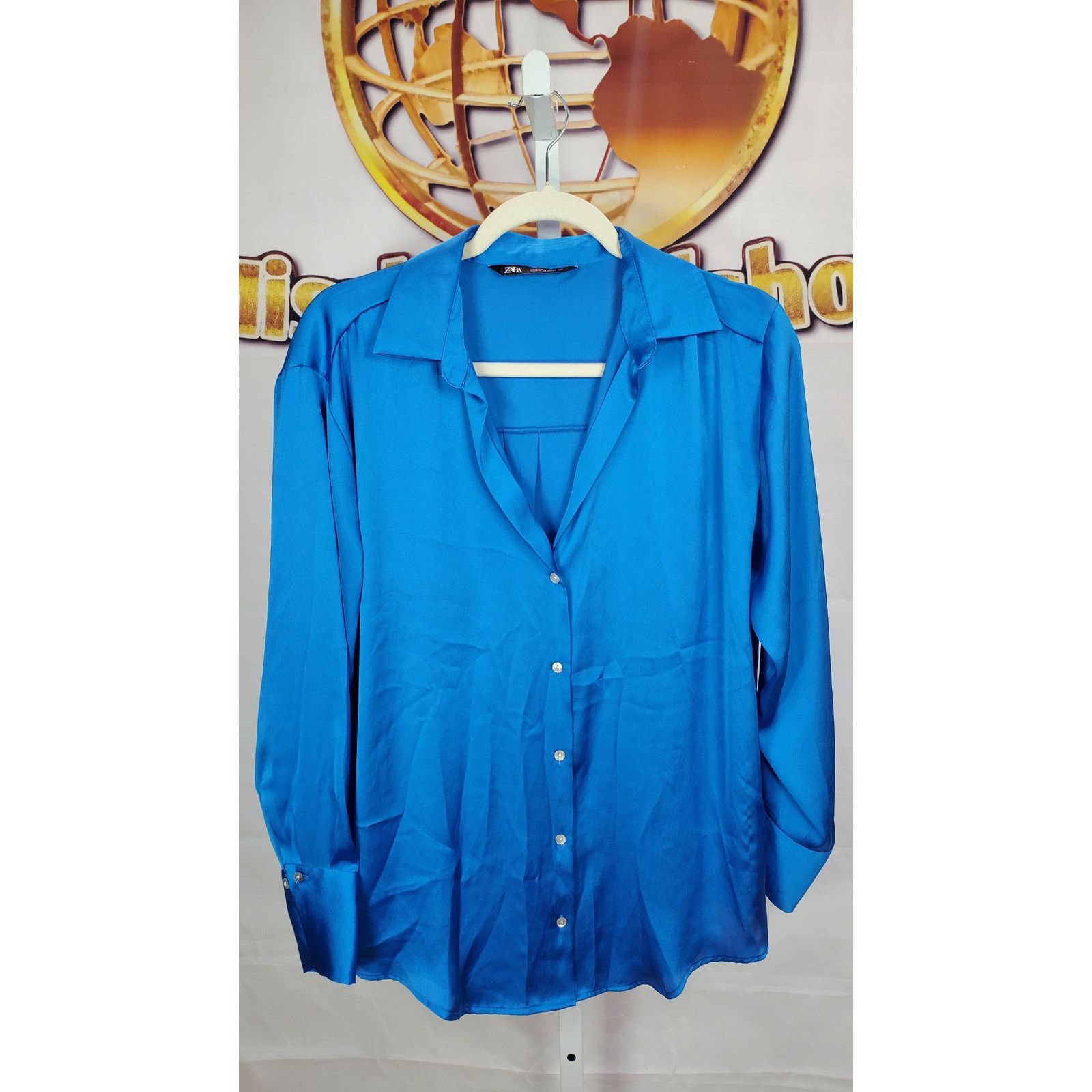 Zara Zara Blue Silky Button Up Blouse Long Sleeve Collared S Size S / US 4 / IT 40 - 6 Thumbnail