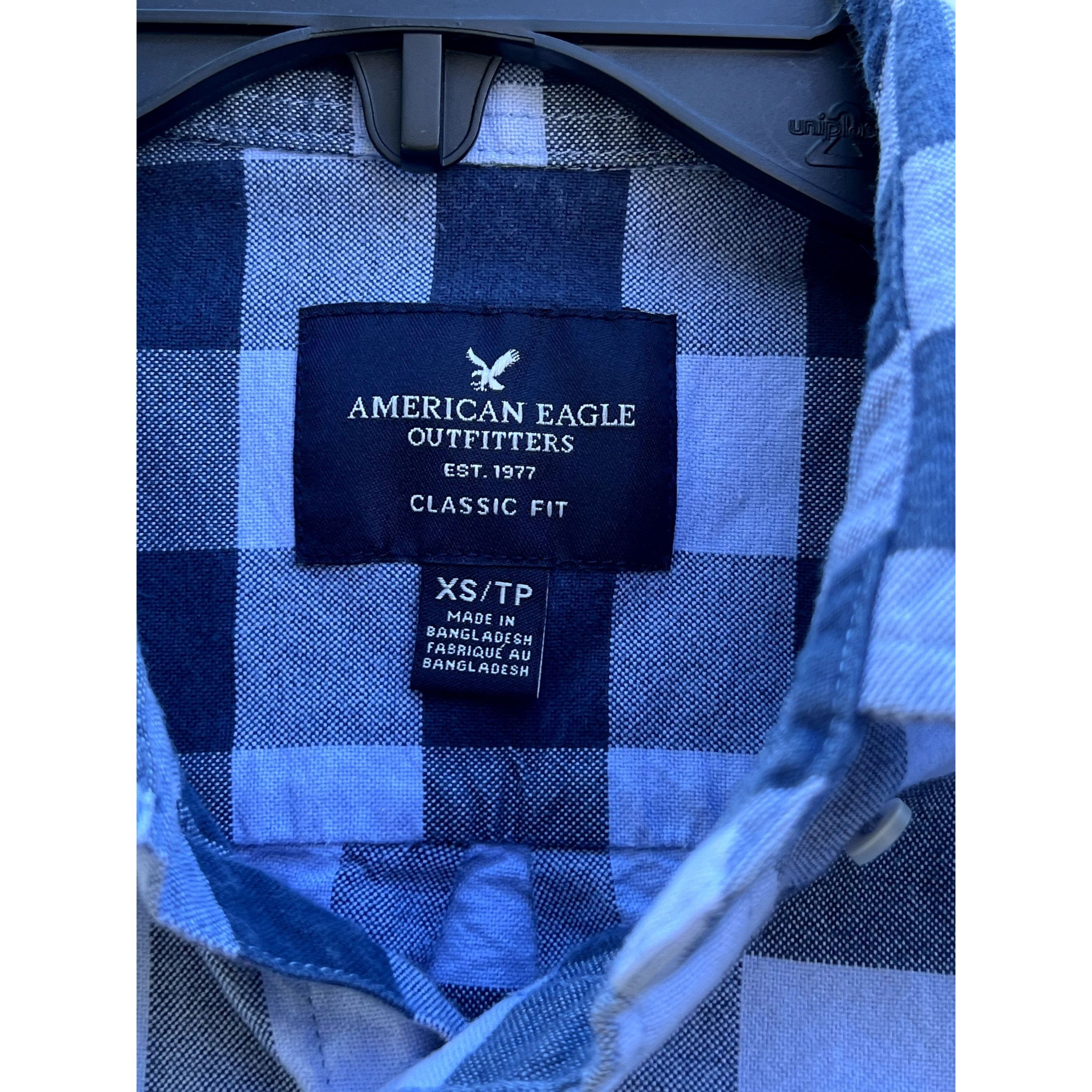 Other American Eagle - Long Sleeve Plaid Men's Shirt - Blue - Extr Size US XS / EU 42 / 0 - 7 Thumbnail