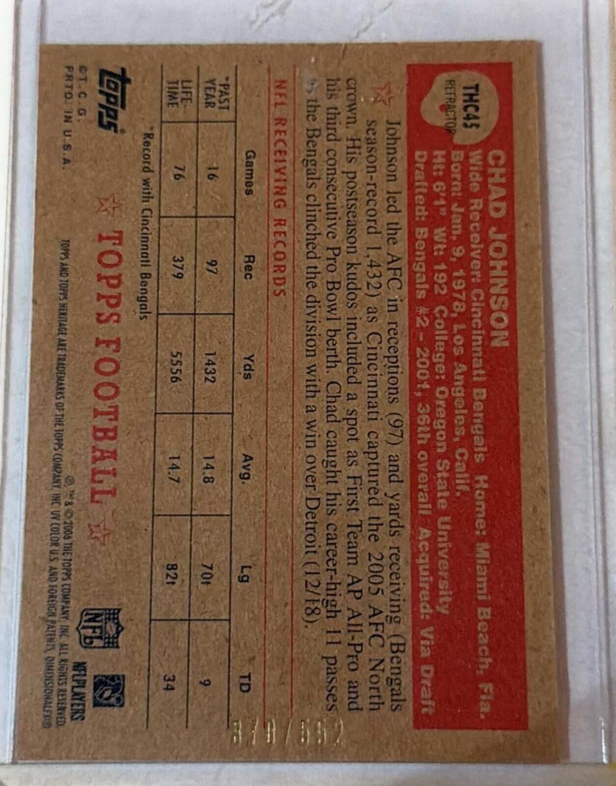 Topshop 2006 Topps Heritage Chad Johnson Refractor 370/552 #THC45 Size ONE SIZE - 2 Thumbnail