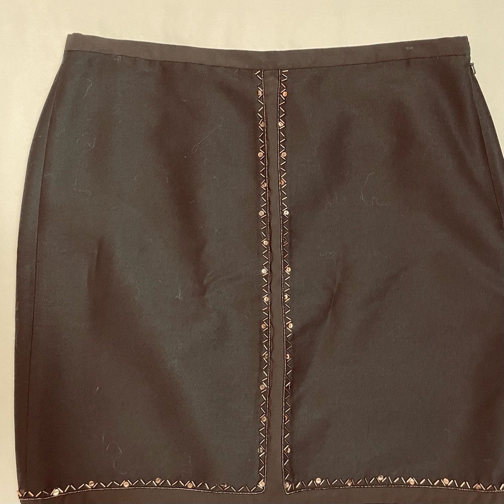 Magaschoni NWT New $260 Magaschoni Wool Silk Beaded Mahogany Skirt Siz Size 34" / US 12 / IT 48 - 4 Thumbnail