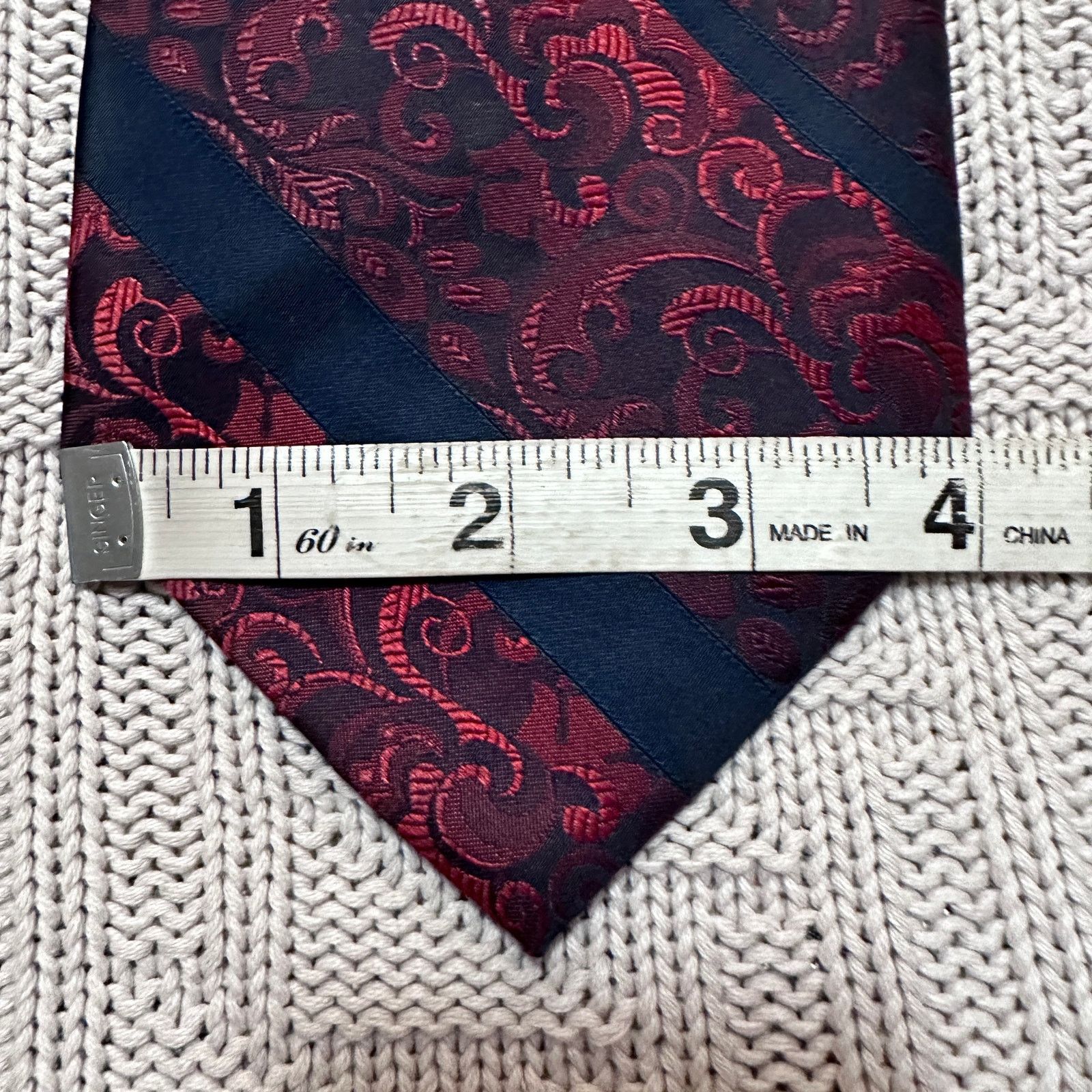 Vintage Vintage metallic maroon paisley and black stripe men's tie Size ONE SIZE - 5 Thumbnail