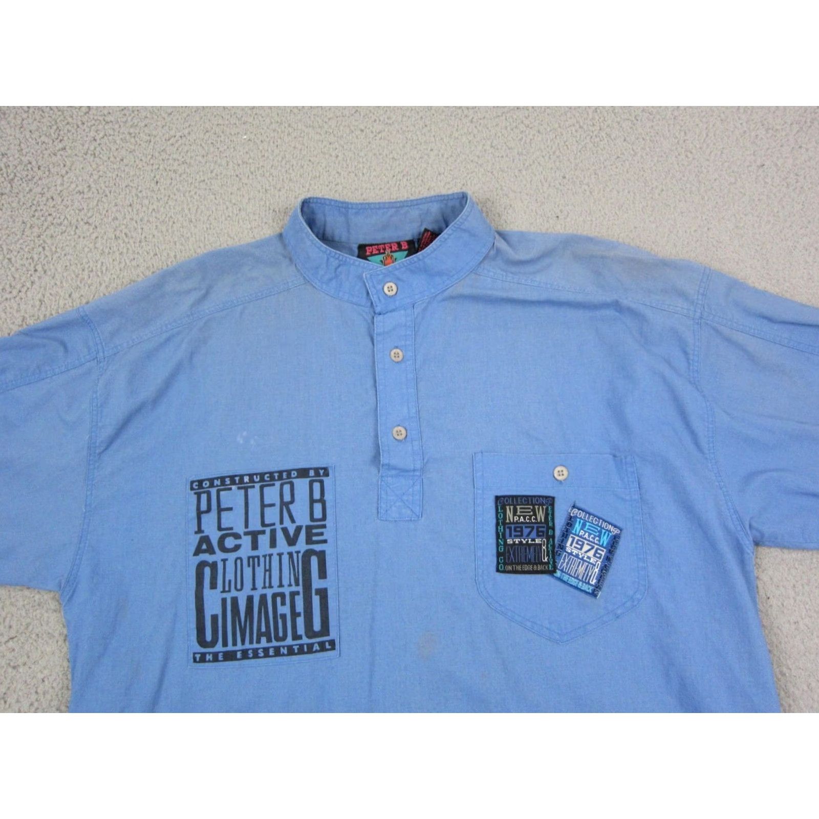 Vintage VINTAGE Peter B Beach Patrol Shirt Mens L Blue 90s Henley Button-Up Short Sleeve Casual Beach/Surf Size US L / EU 52-54 / 3 - 2 Thumbnail