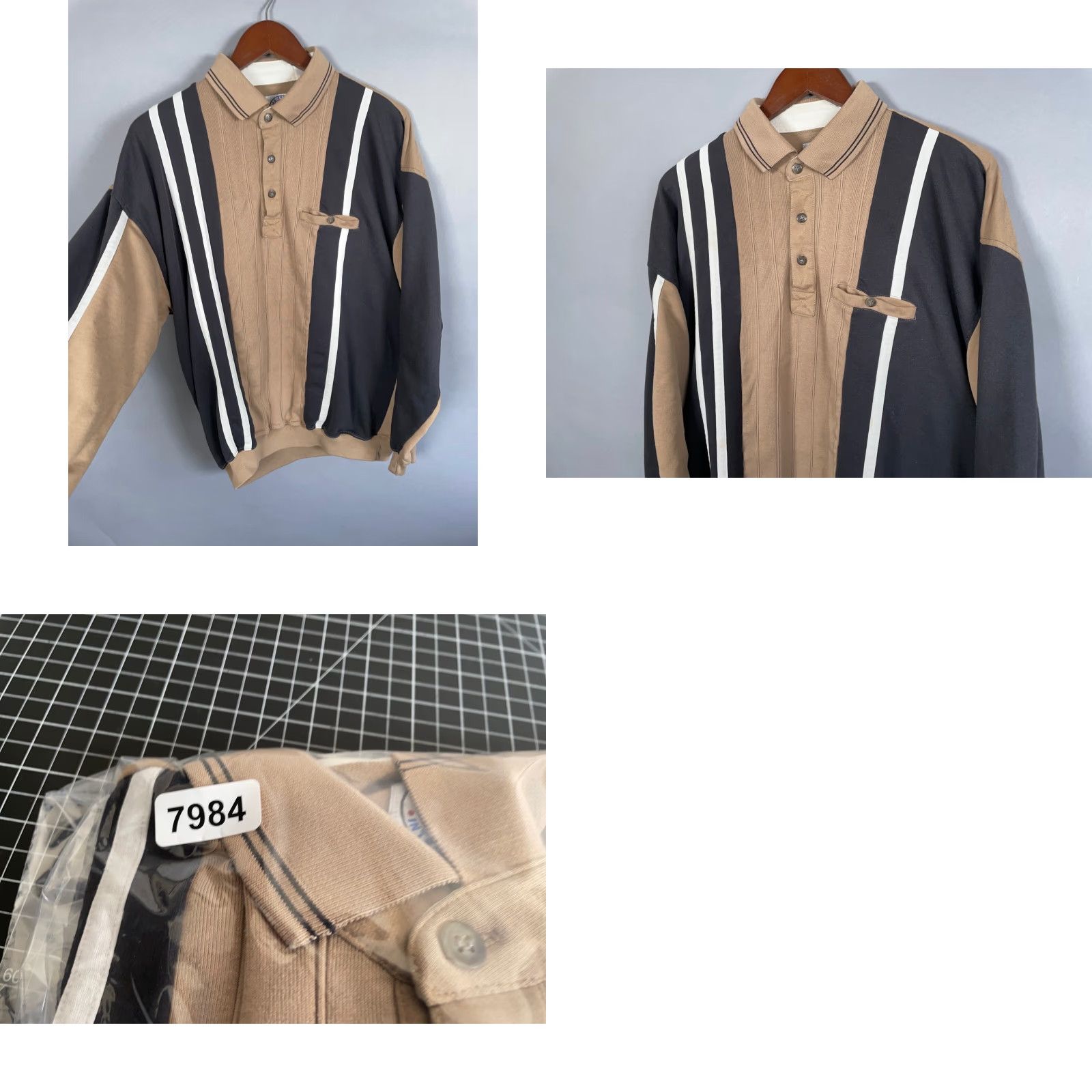 Vintage VINTAGE LD Sport Polo Shirt Striped Long Sleeve Knit Adult XL Brown Black LD Sport Mens Polo Shirt 90s 80s Hipster Retro Shirts Size US XL / EU 56 / 4 - 9 Thumbnail