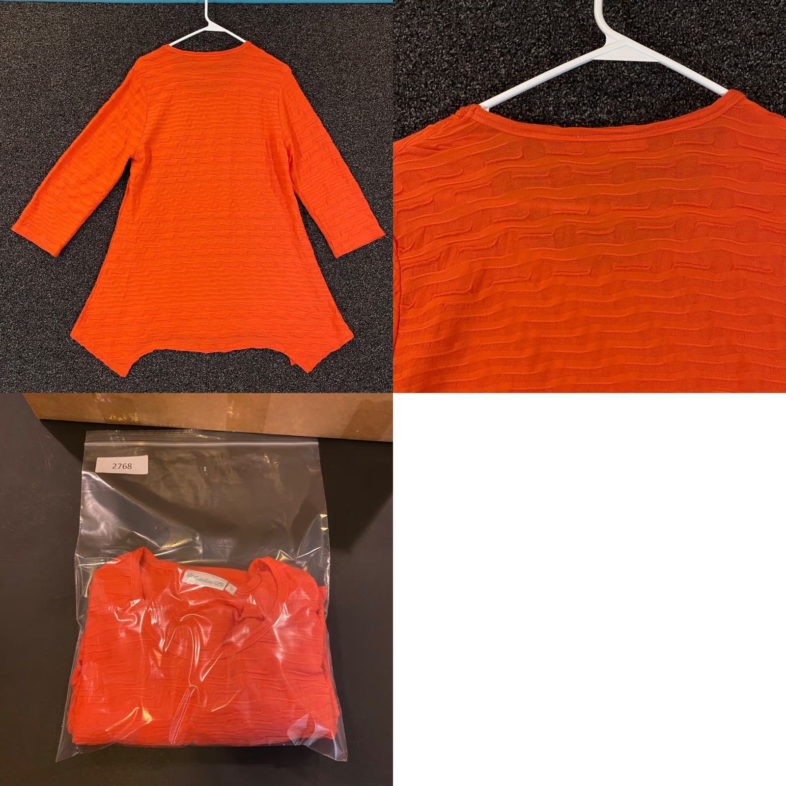 Vintage Lulu-B Shirt Womens Medium Orange Blouse Knit 3/4 Sleeve Textured Stretch Top Size M / US 6-8 / IT 42-44 - 8 Thumbnail