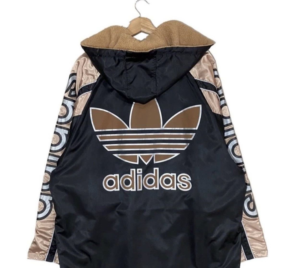 Adidas × Japanese Brand 🔥VINTAGE ADIDAS TREFOIL BIG LOGO GOLD SHERPA PARKA JACKET Size US L / EU 52-54 / 3 - 1 Thumbnail