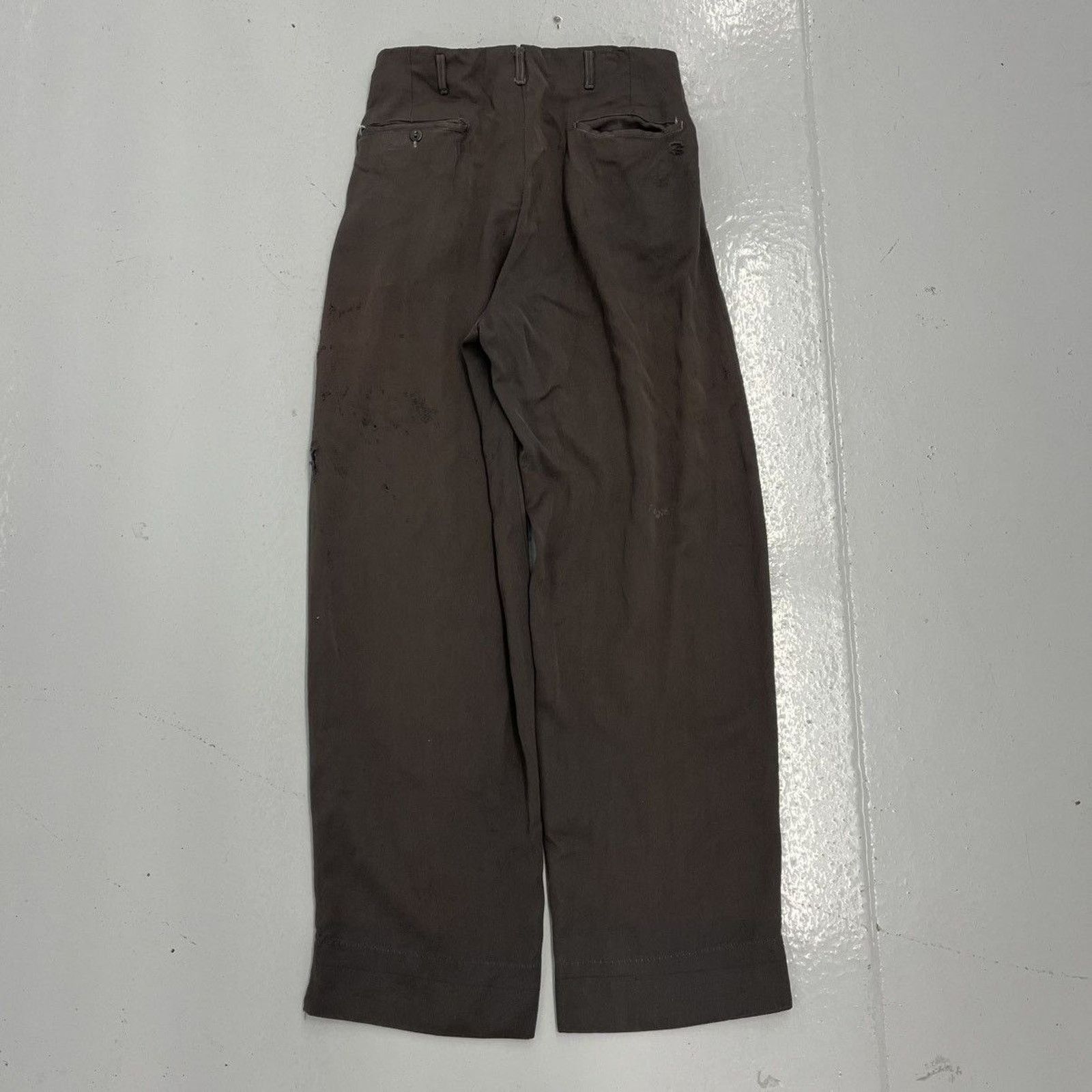 Other Vintage 50s Grey Rayon Pleated Cotton Trousers 24x26 Size 24" / US 00 / IT 34 - 3 Thumbnail