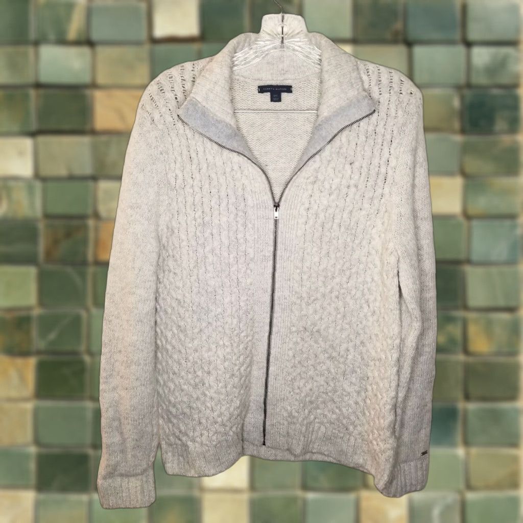 Tommy Hilfiger TOMMY HILFIGER Mens White Full Zip Long Sleeve Sweater Size L Size US L / EU 52-54 / 3 - 1 Thumbnail