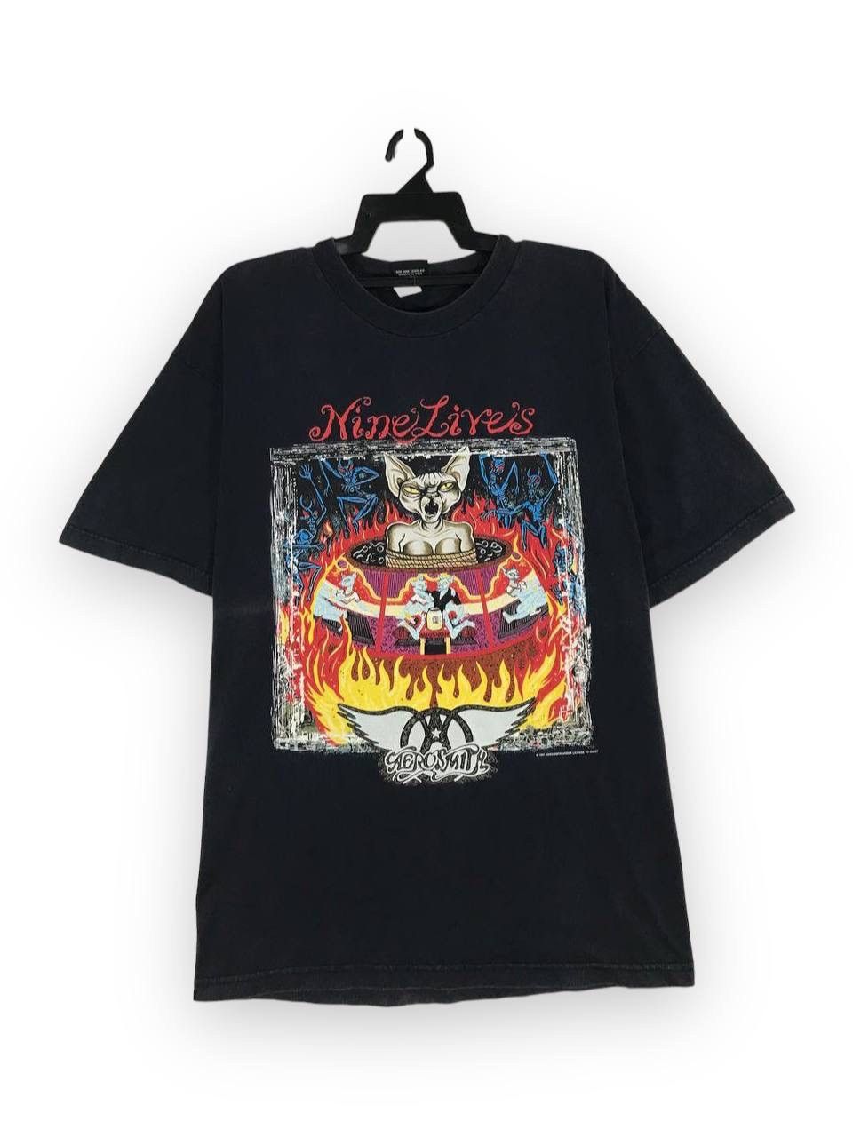 image of Band Tees x Vintage 1997 Aerosmith Nine Lives in Black, Men's (Size XL)