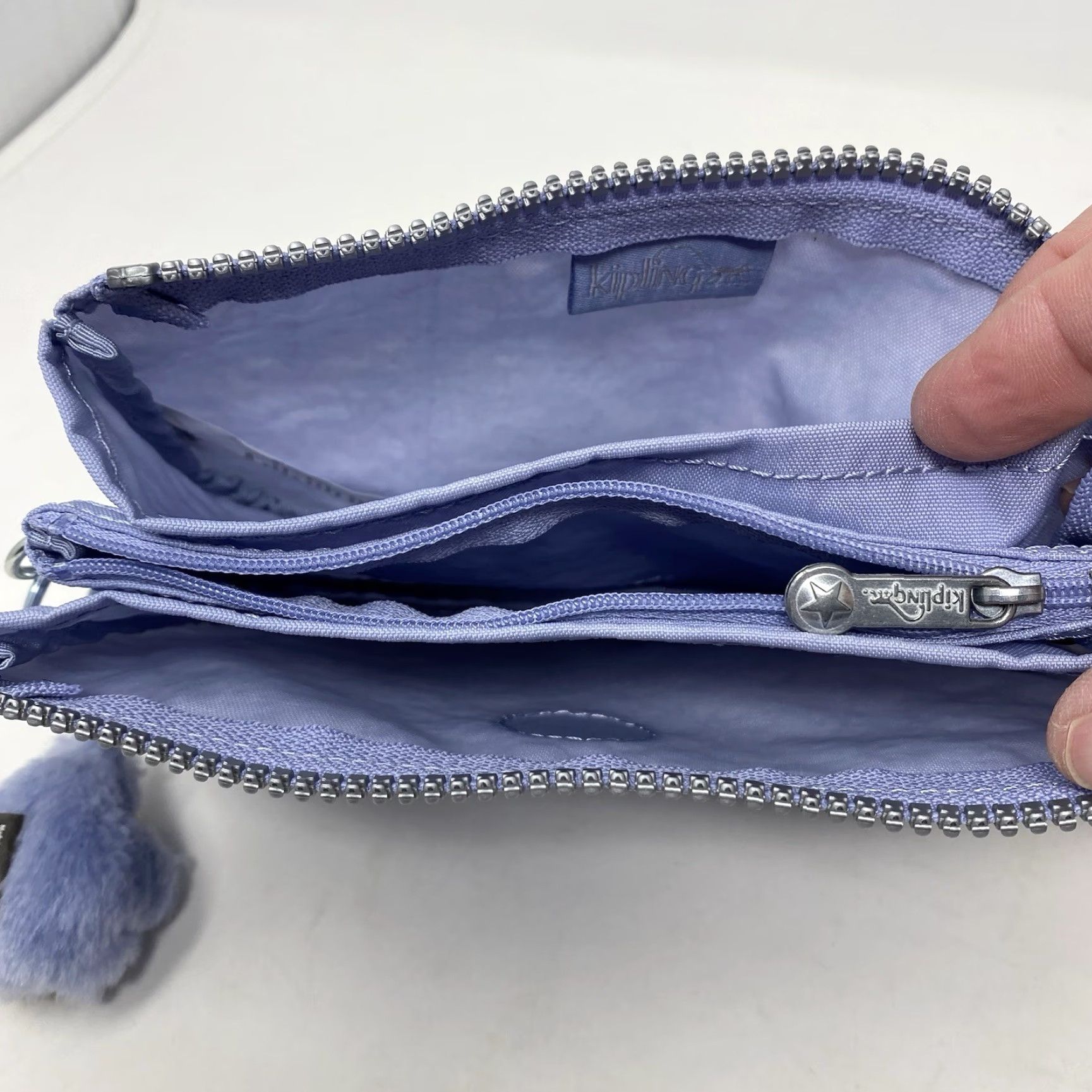 Vintage KIPLING Clutch Wallet Nylon Zip Top Organizer Blue Lillie Keychain 90s Womens S Blue Size S / US 4 / IT 40 - 7 Thumbnail