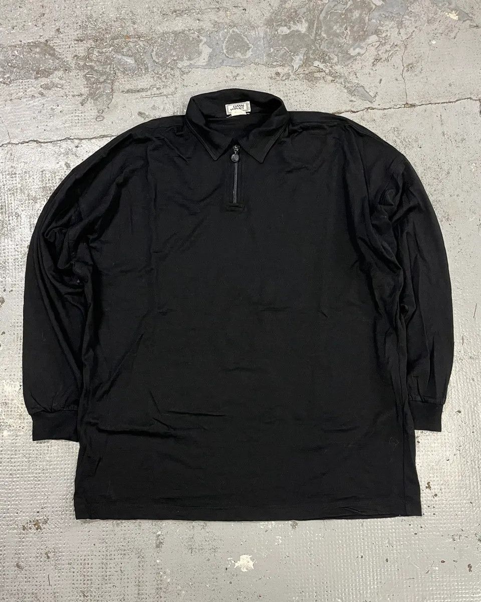 Vintage Gianni Versace Black Long Sleeve Half-Zip Polo Shirt Size US M / EU 48-50 / 2 - 2 Thumbnail