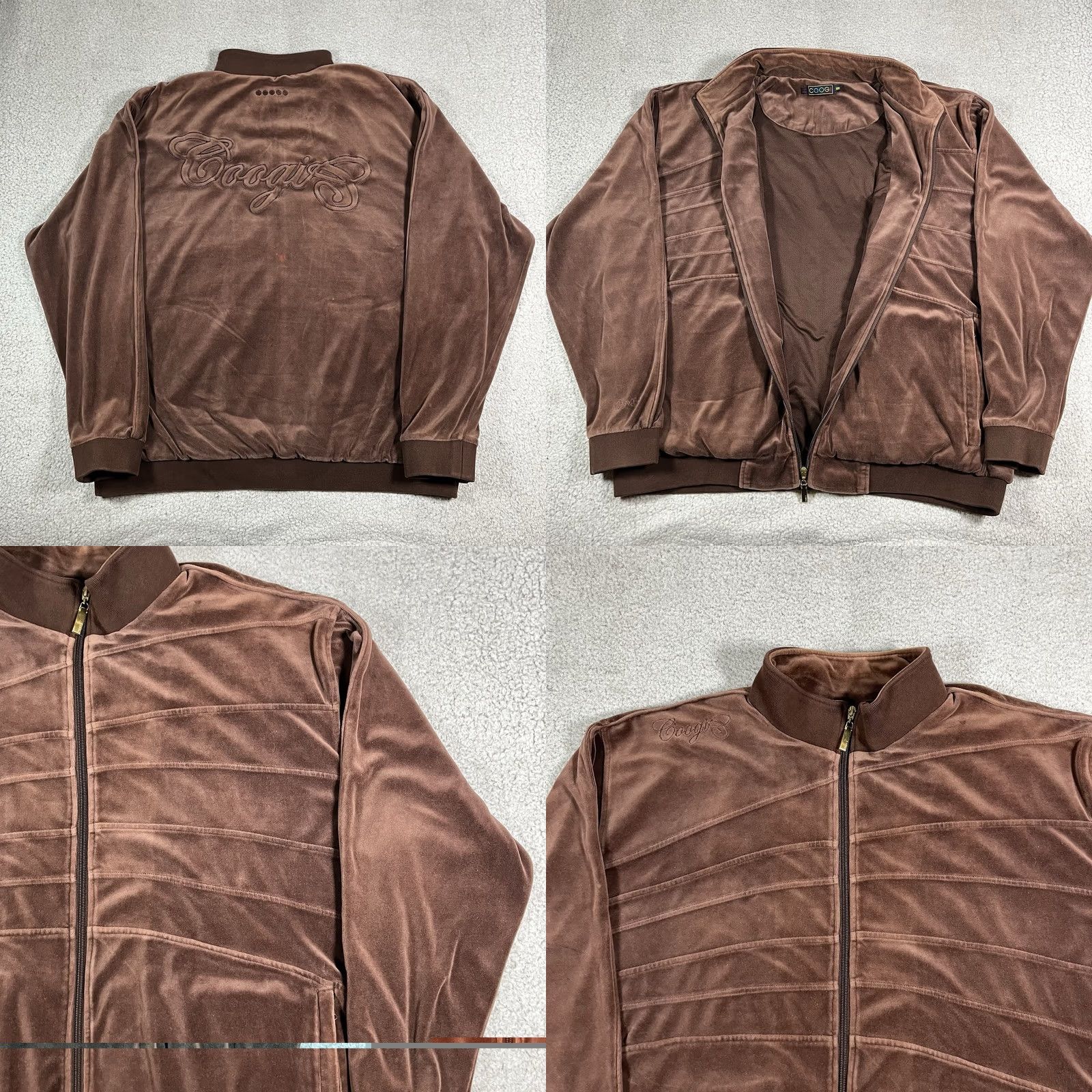 Coogi COOGI Jacket Mens 3XL Brown Full Zip Velour Logo Embroidered 90s Hip Hop Windbreaker Jacket Size US XXL / EU 58 / 5 - 8 Thumbnail