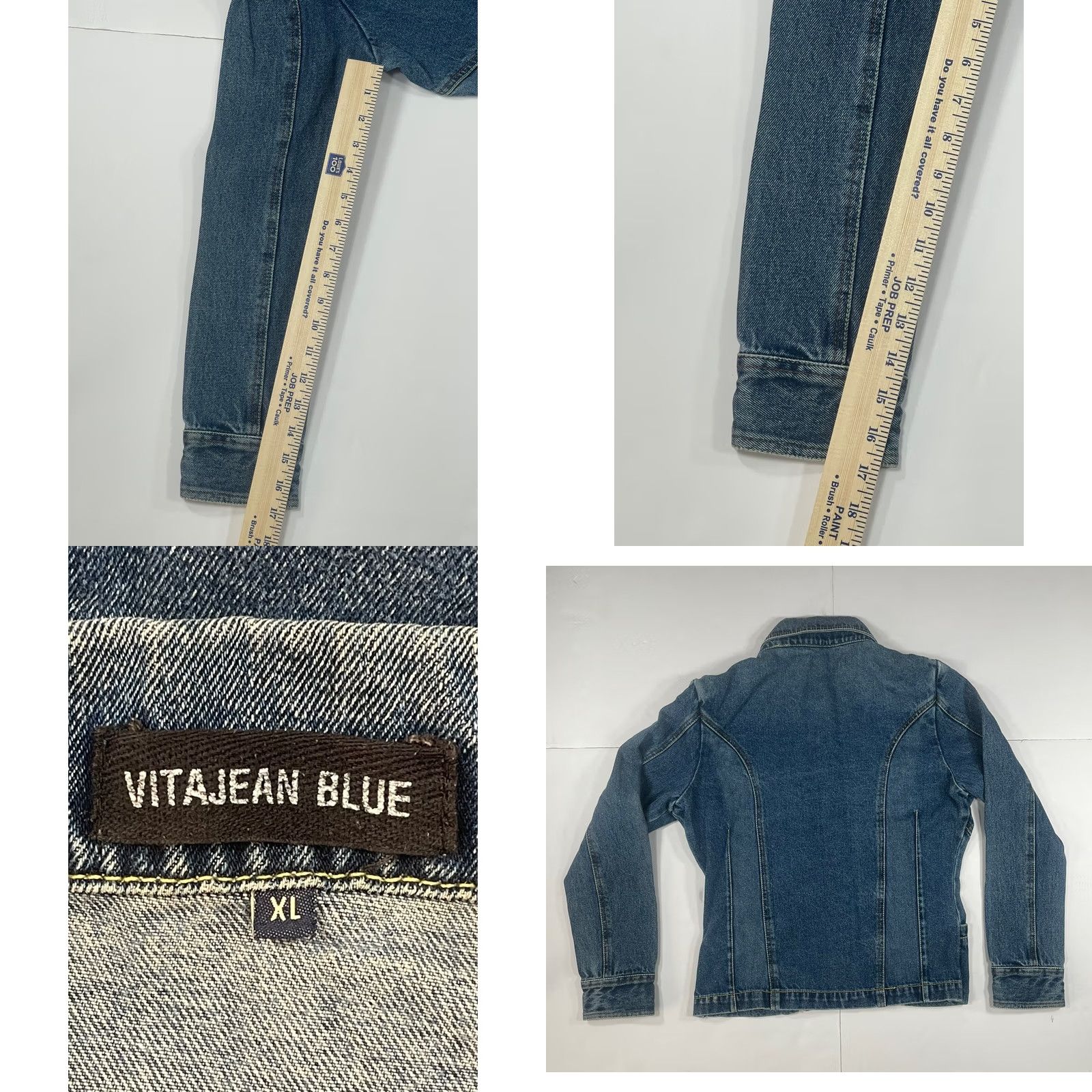 Denime Vitajean Blue Women Jacket Denim Jeans Button Front Pockets Size XL Casual Fall Winter Spring Vintage No Size 40" / US 18 - 8 Thumbnail