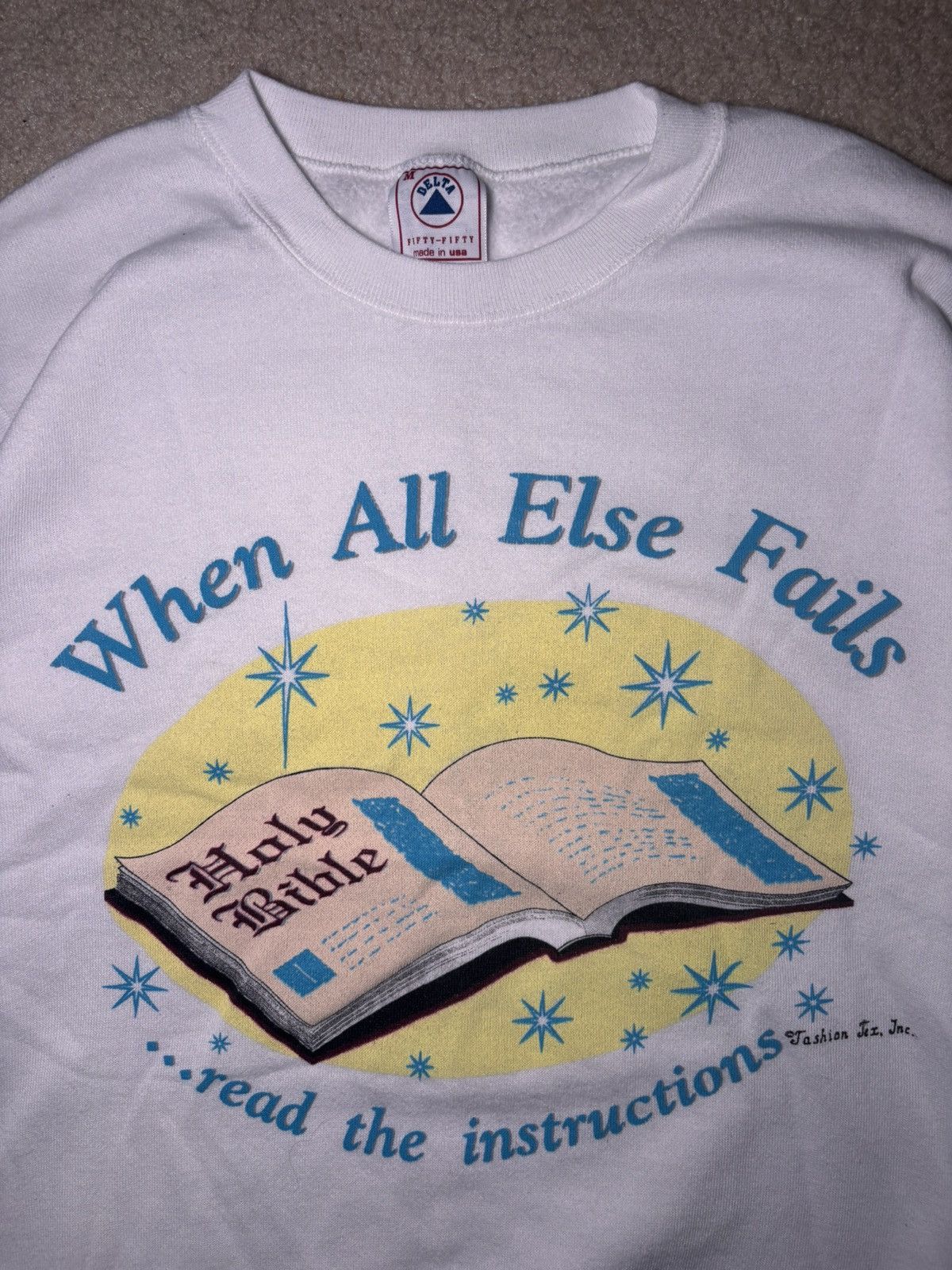 Delta Vintage 90s Jesus Bible Sweater “When All Else Fails” Sz M Size US M / EU 48-50 / 2 - 3 Thumbnail