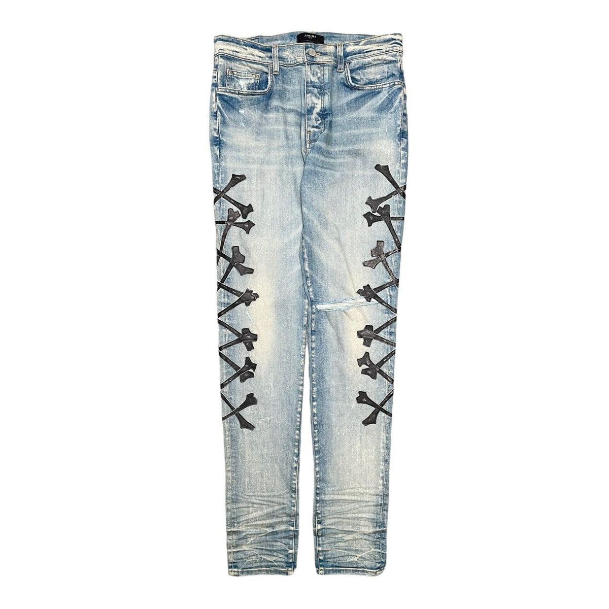 image of Amiri Maxfield Exclusive Leather Patch Bones Jeans Original, Men's (Size 36)