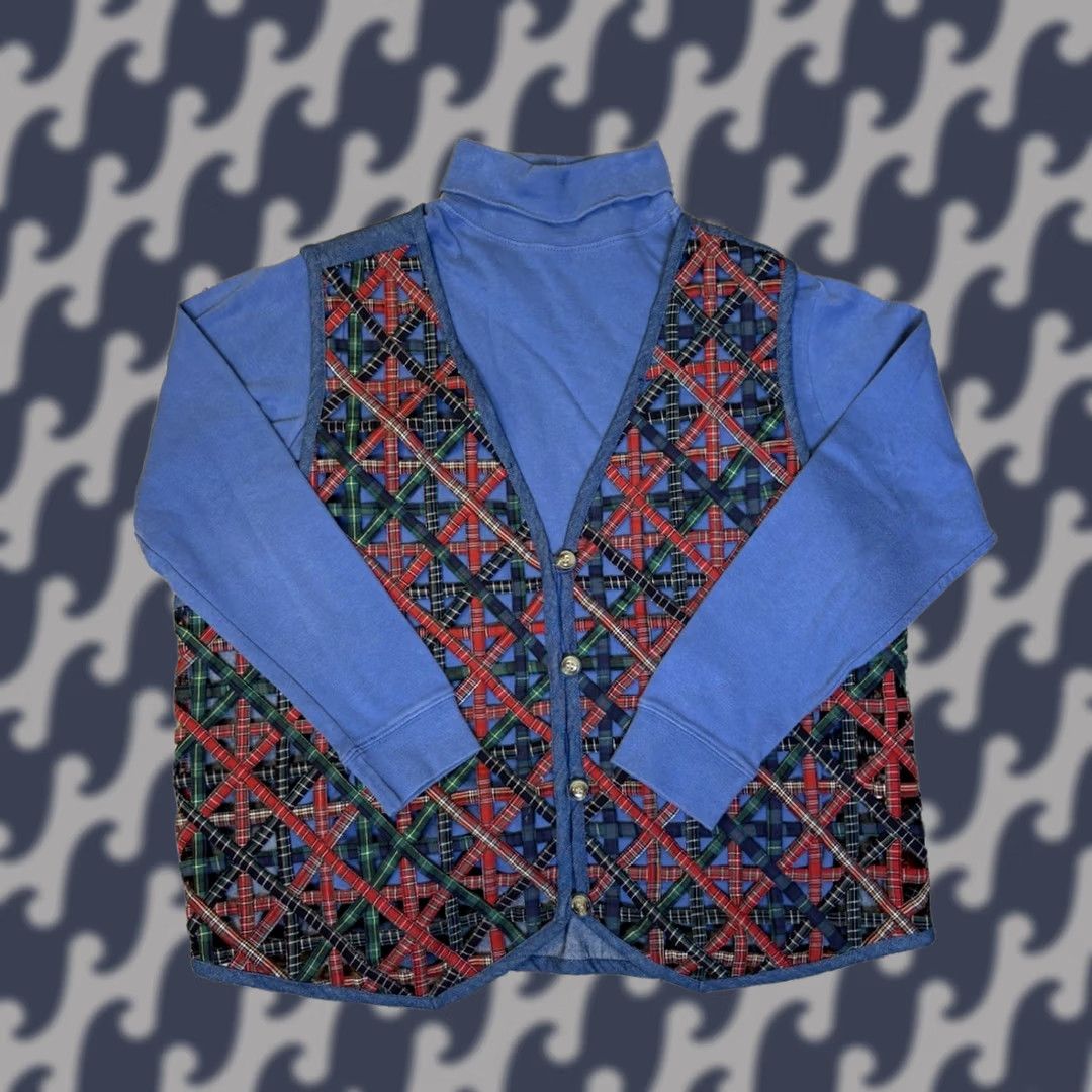 Cherokee VINTAGE Casey & Max Denim Patchwork Vest (XL) W/ Cherokee Mock Neck (Medium) Vest Womens 90s Bohemian Flower 100% Cotton Blue XL Ladies Vest Size L / US 10 / IT 46 - 1 Thumbnail