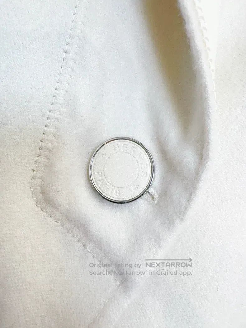 Hermes Hermes Classic white cashmere and leather mix coat Size XXS / US 00 / IT 34 - 4 Thumbnail