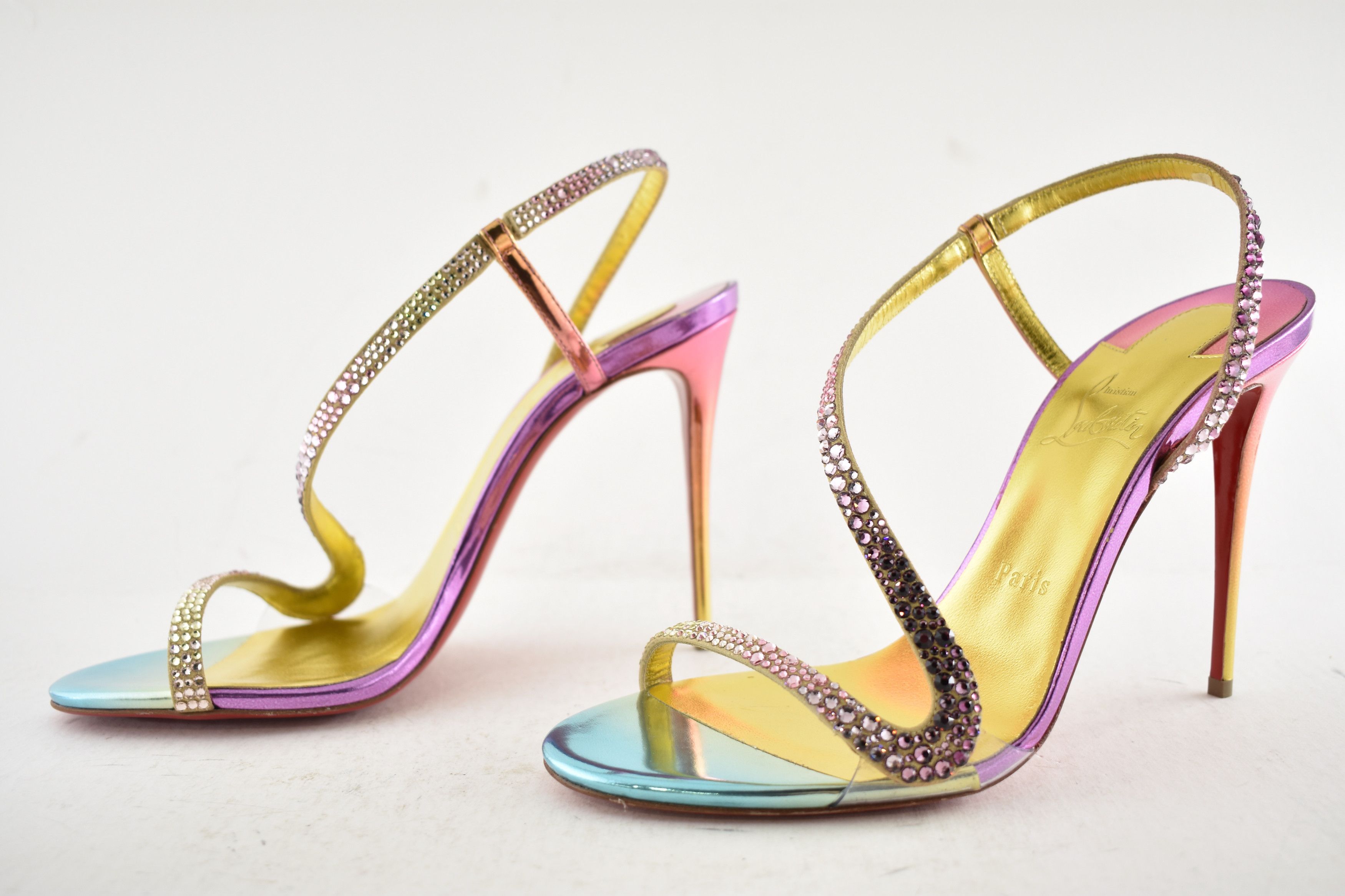 Christian Louboutin Rosalie Strass Boreal 100 Ankle Strap Sandal Heel Pump 40 Size US 10 / IT 40 - 15 Thumbnail